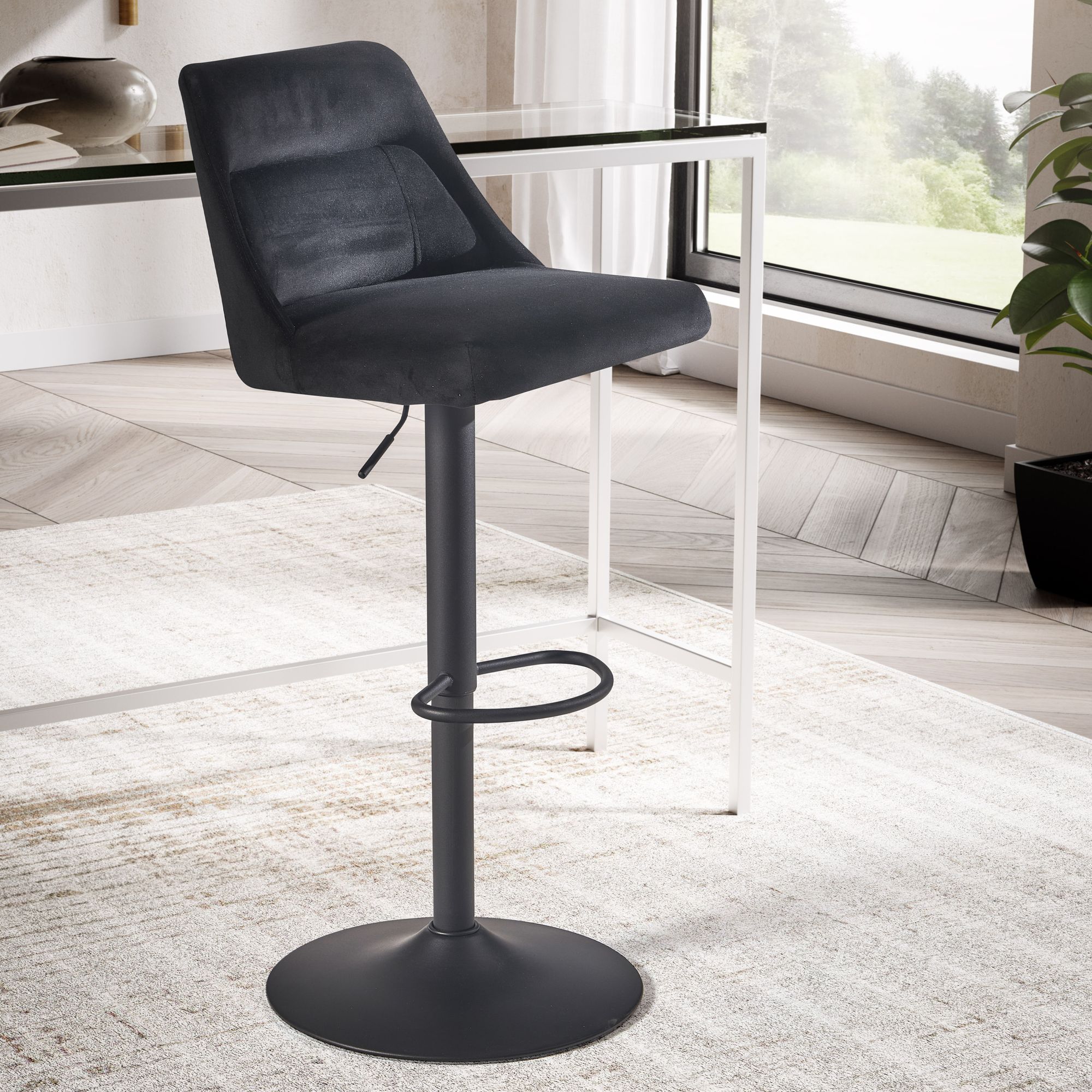 Barhocker FineBuy K&uuml;chenhocker Samt Hocker Bistrohocker Drehbar Barstuhl Modern - Bild 1