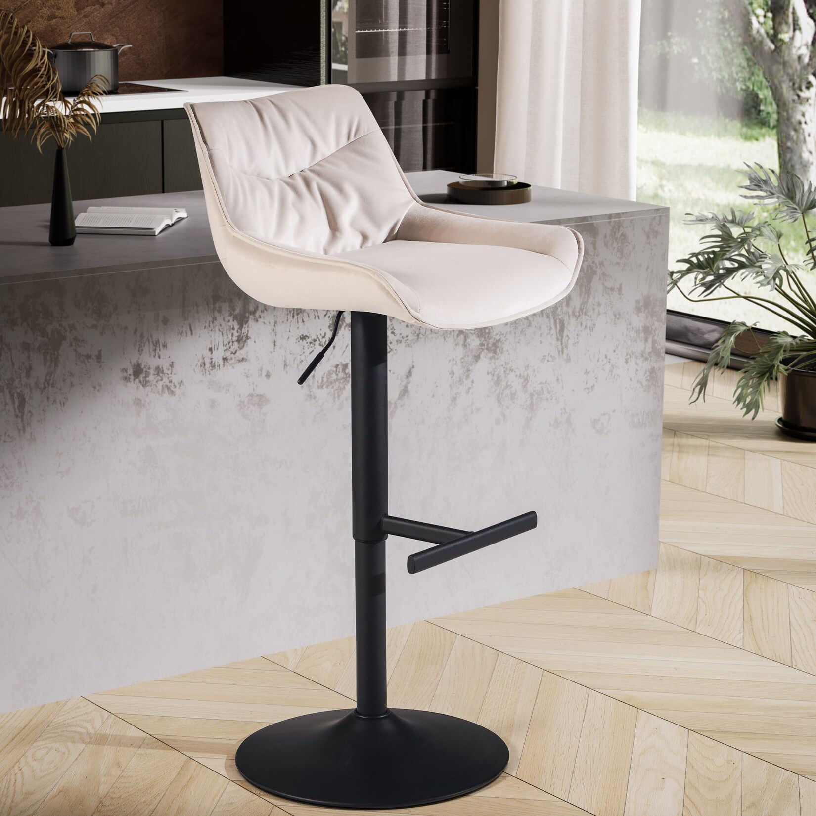 Barhocker FineBuy Küchenhocker Samt Hocker Bistrohocker Drehbar Barstuhl Modern