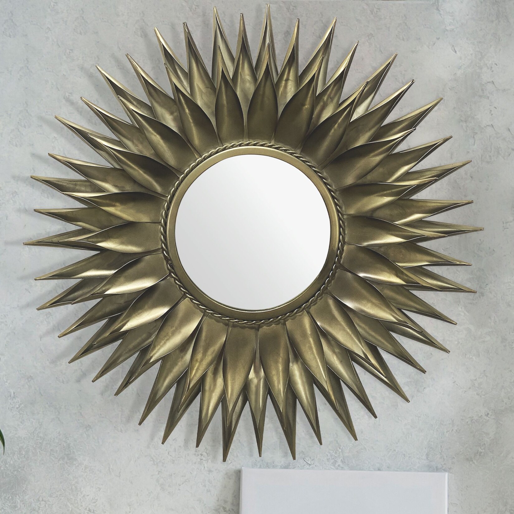 Wandspiegel FineBuy Flurspiegel Sonne Metall 74 cm Spiegel Flur Hängespiegel | 04251757722592