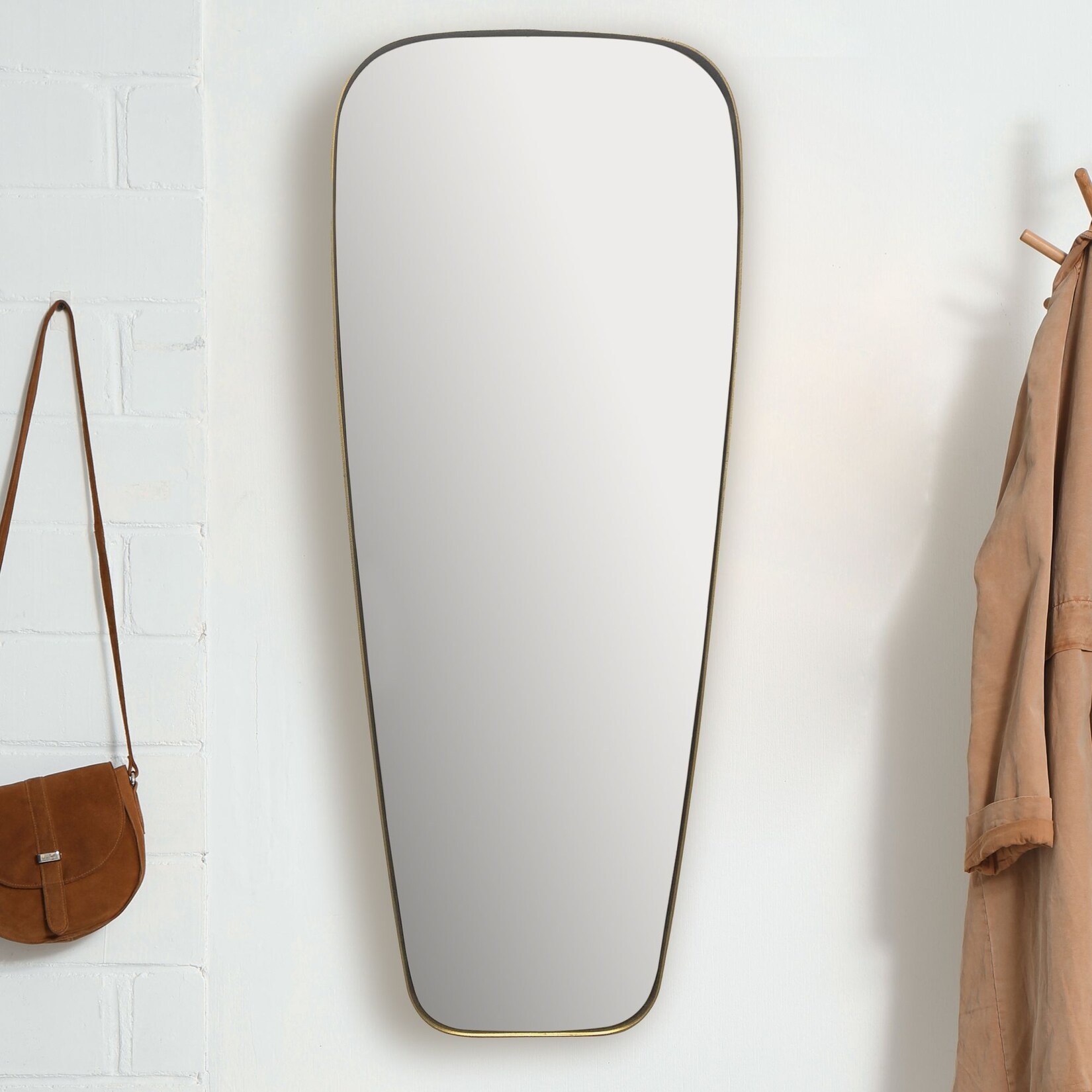 Wandspiegel FineBuy Flurspiegel Rechteckig Gold 100 cm Spiegel Hängespiegel | 04251757722639