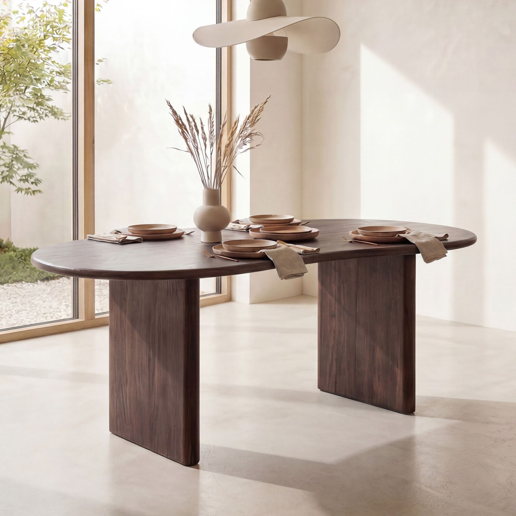 Esszimmertisch FineBuy Esstisch 180 cm Holz Dunkelbraun Küchentisch Nierenform