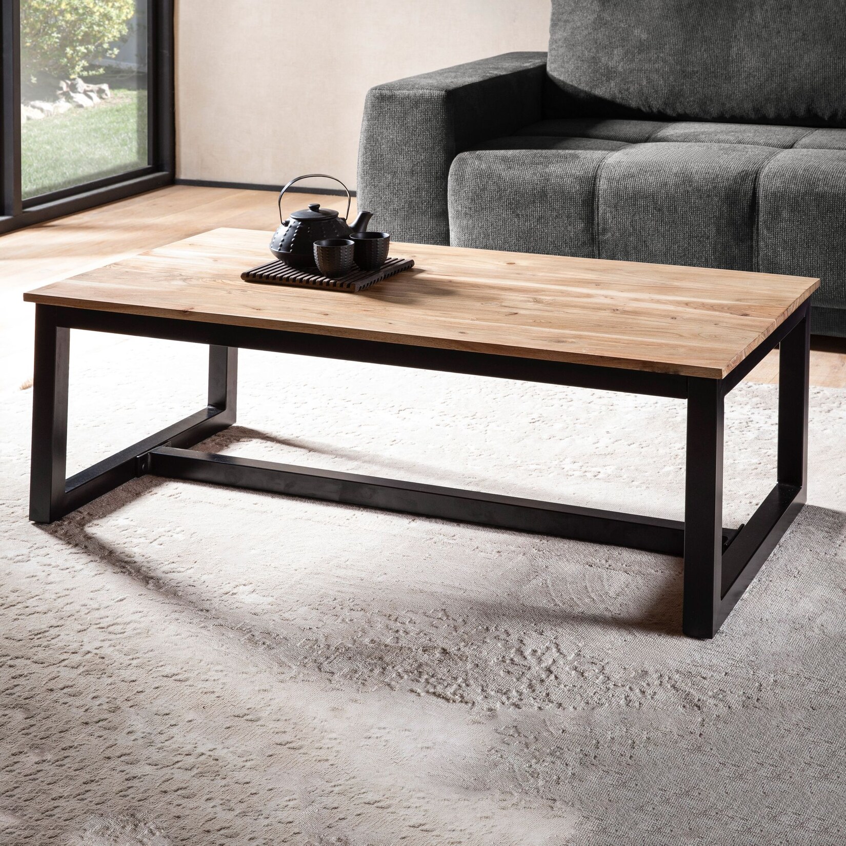 Couchtisch FineBuy Sofatisch 110 cm Massivholz Wohnzimmertisch Industrial Groß | 04251757723735