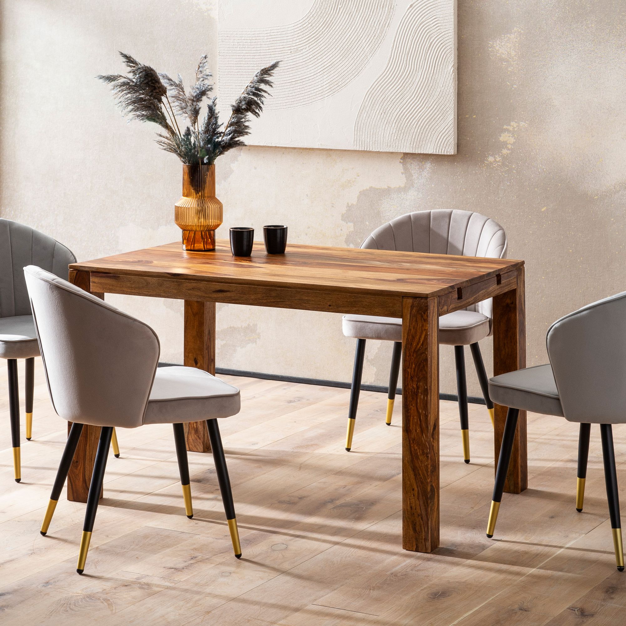 Esszimmertisch Erweiterbar FineBuy Esstisch 120 - 200 cm Holz Massiv K&uuml;chentisch - Bild 1