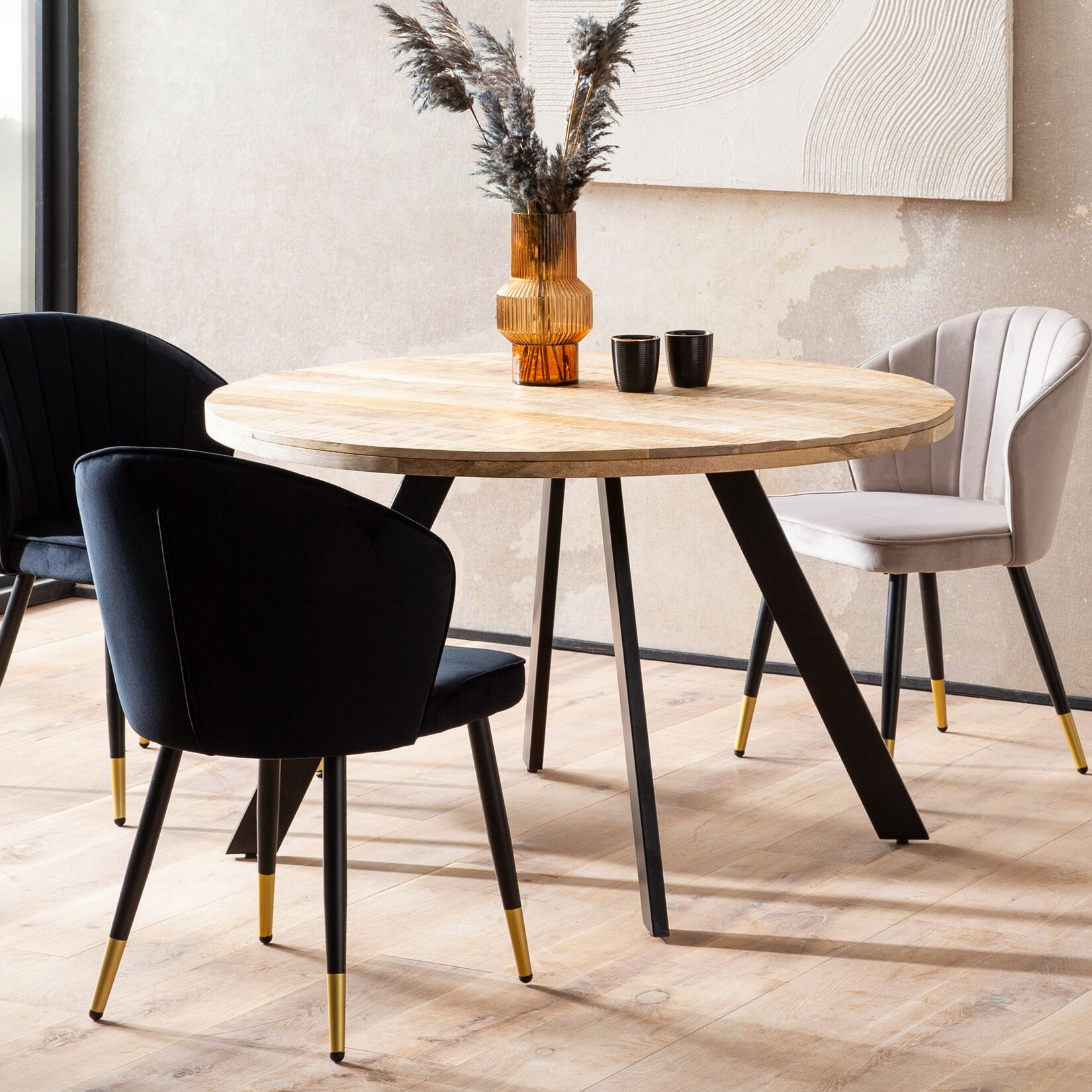 Esszimmertisch FineBuy Esstisch 120 cm Mango Holz Massiv Küchentisch Rund Modern | 04251757724091