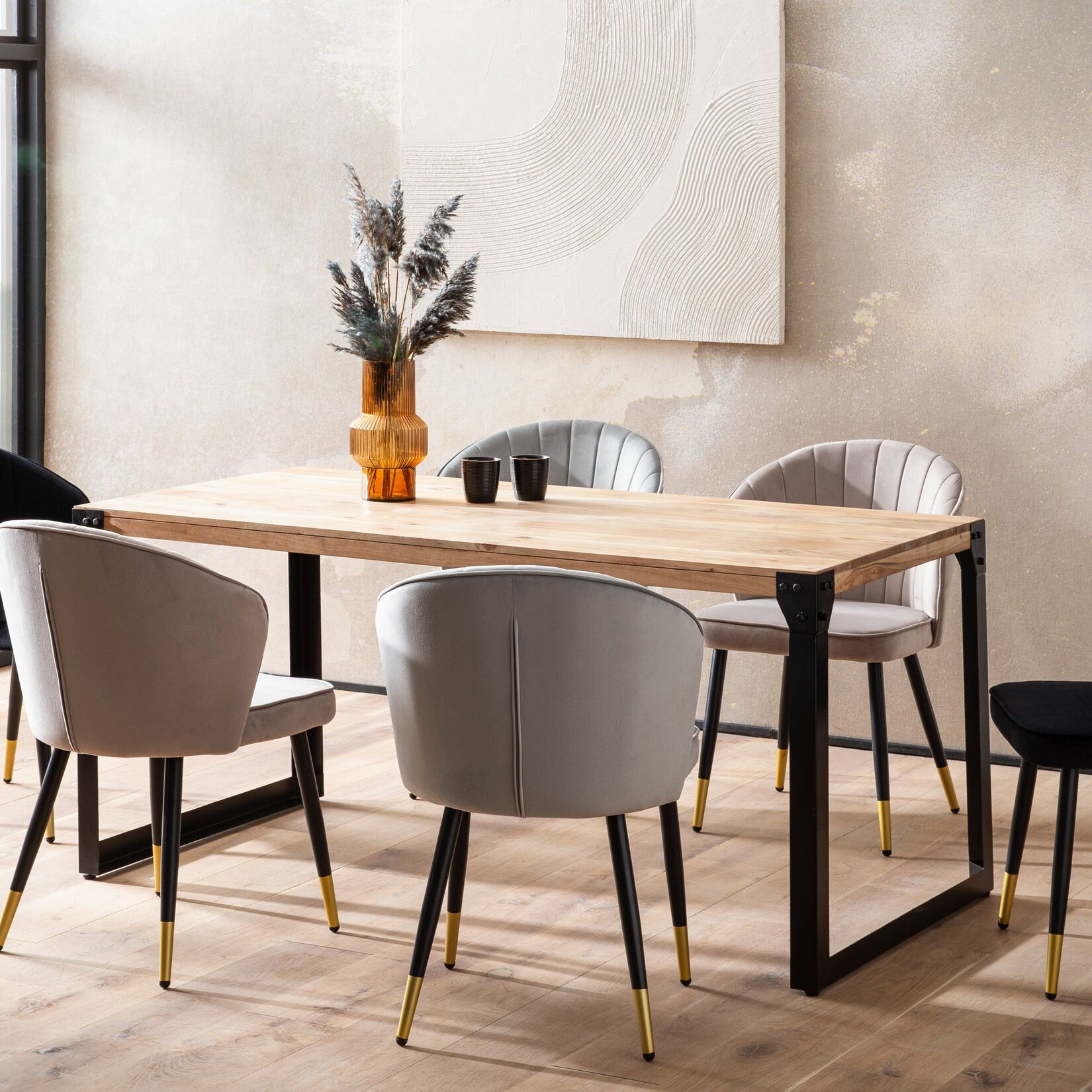 Esszimmertisch FineBuy 120 cm Esstisch Akazie Holz Massiv Küchentisch Industrial | 04251757724107