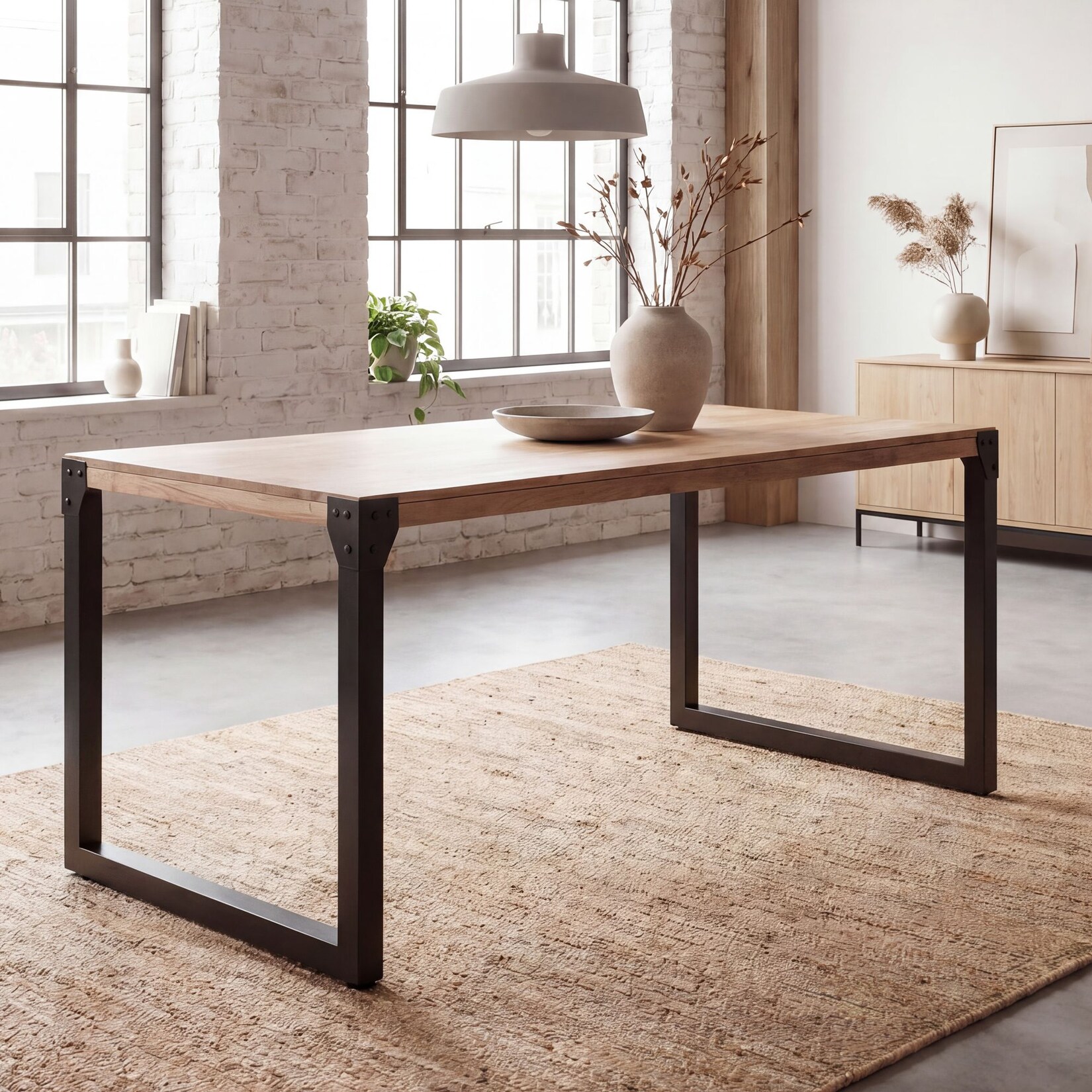 Esszimmertisch FineBuy Esstisch Akazie Holz Massiv Metall Küchentisch Industrial