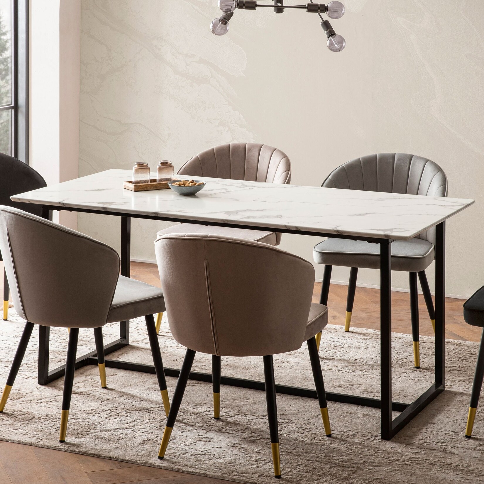 Esszimmertisch FineBuy Küchentisch 120 cm Marmor Optik Weiß Klein Esstisch | 04251757724169