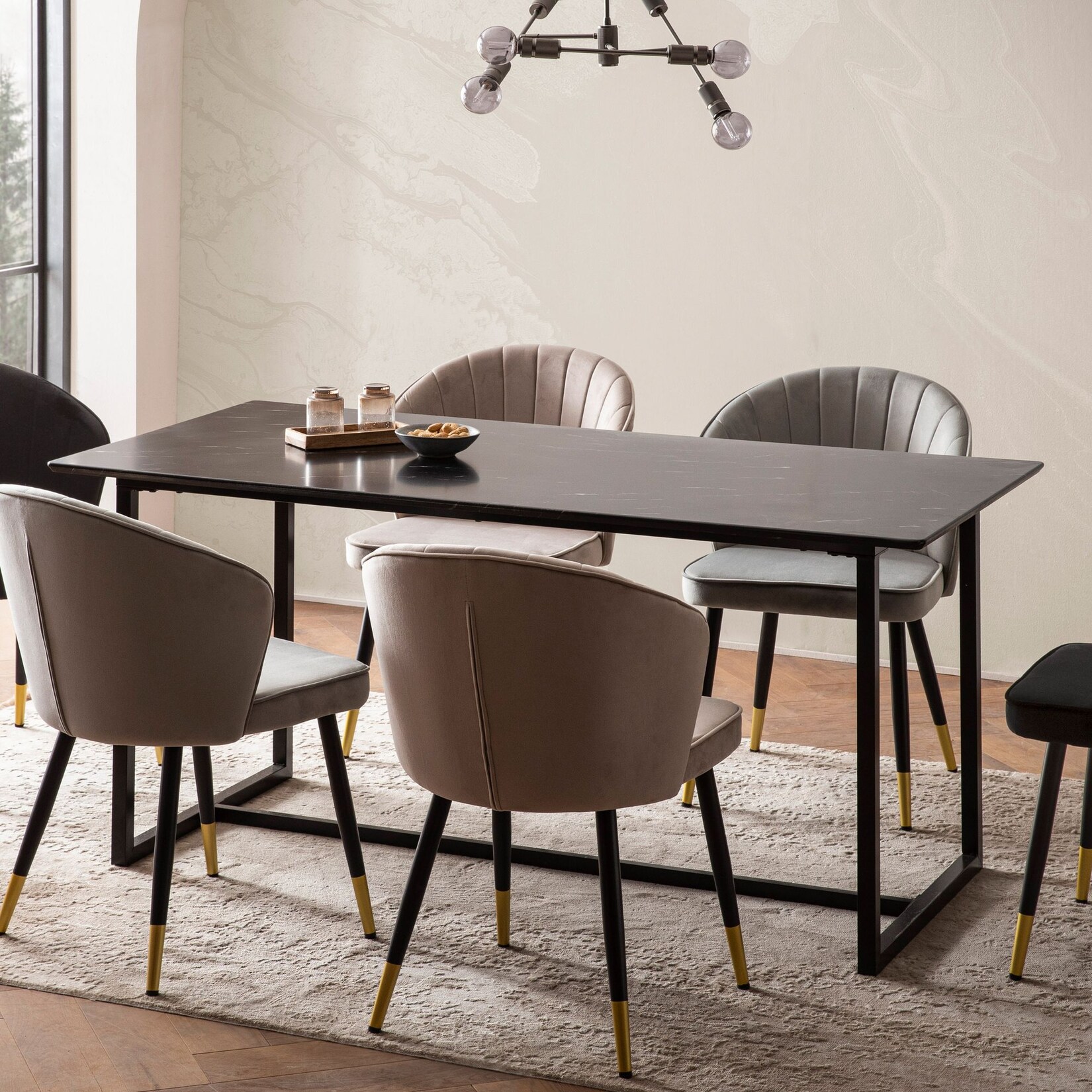 Esszimmertisch FineBuy Küchentisch 120 cm Marmor Optik Schwarz Klein Esstisch | 04251757724213