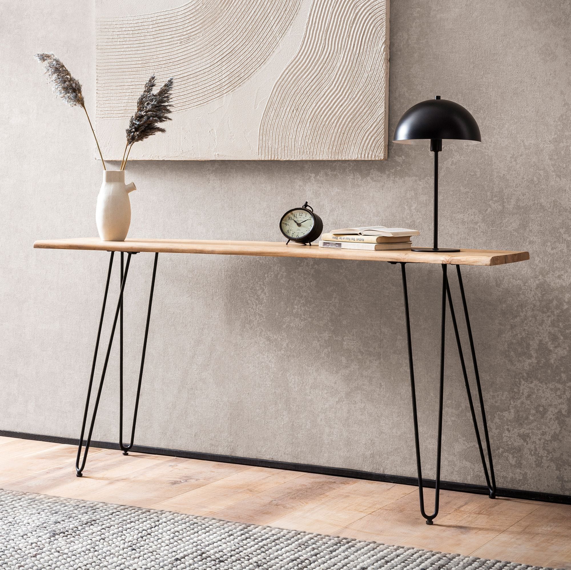 Konsolentisch FineBuy Anrichte 150 cm Ablagetisch Massivholz Baumkante Modern - Bild 1