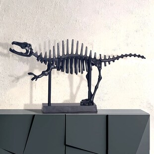 Deko T-Rex FineBuy Dino Fossil 62cm Alu Schwarz Dinosaurier Wohndeko Dekoration - Bild 1