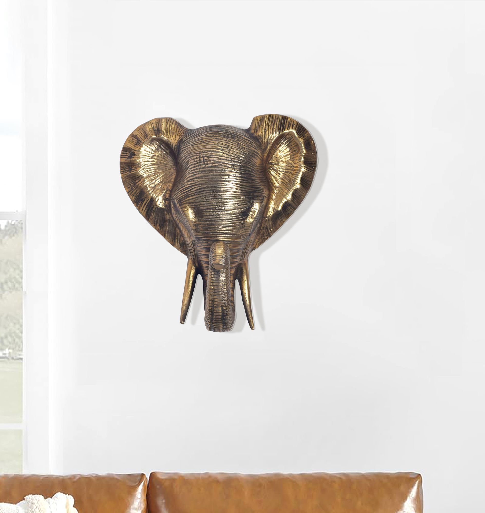 Wanddeko FineBuy Wohndeko Elefant 41 cm Aluminium Gold Afrika Dekoration Modern - Bild 1