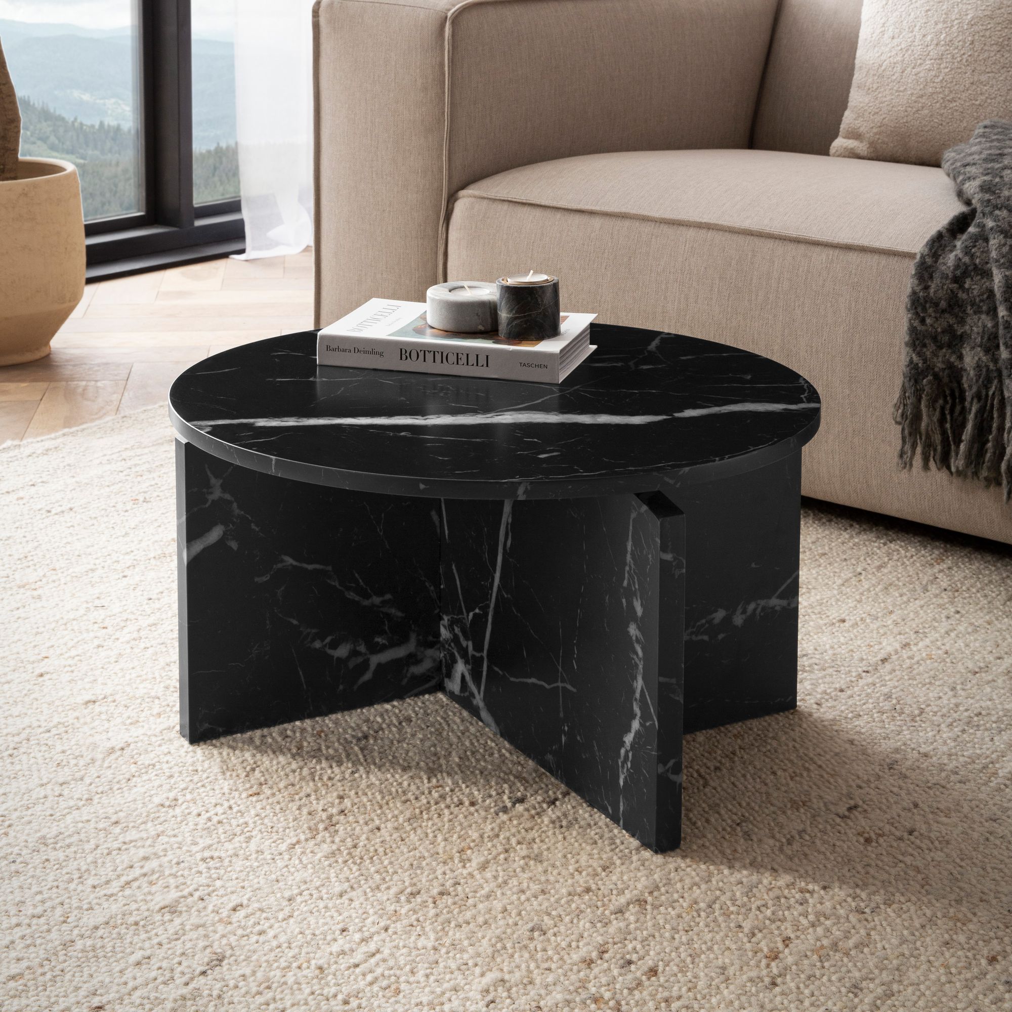 Couchtisch FineBuy 60 cm Wohnzimmertisch Sofatisch Rund Klein Kaffeetisch Modern - Bild 1