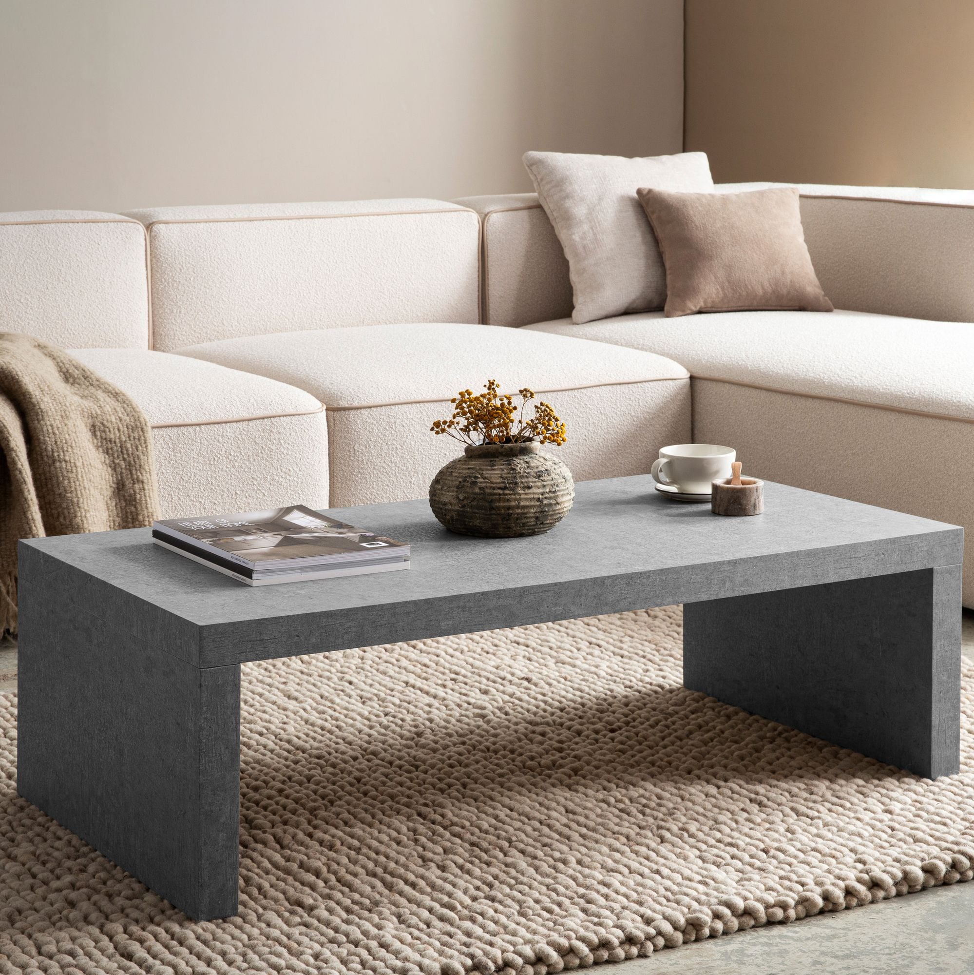 Couchtisch 110 cm Wohnzimmertisch Sofatisch Gro&szlig; Kaffeetisch Rechteckig Zeitlos - Bild 1