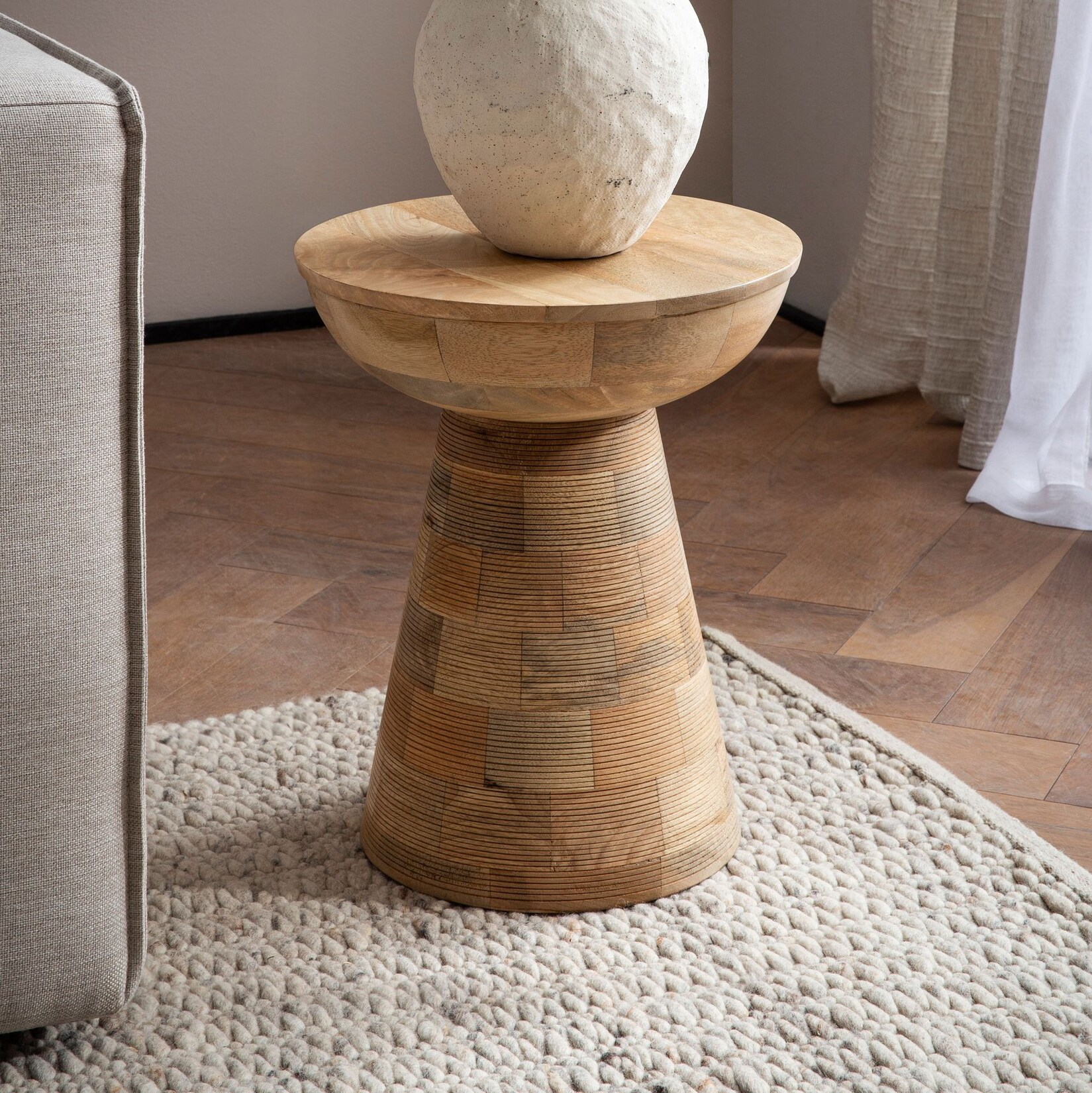 Beistelltisch FineBuy Anstelltisch Massivholz Ø 37 cm Wohnzimmertisch Rund Klein | 04251757726958