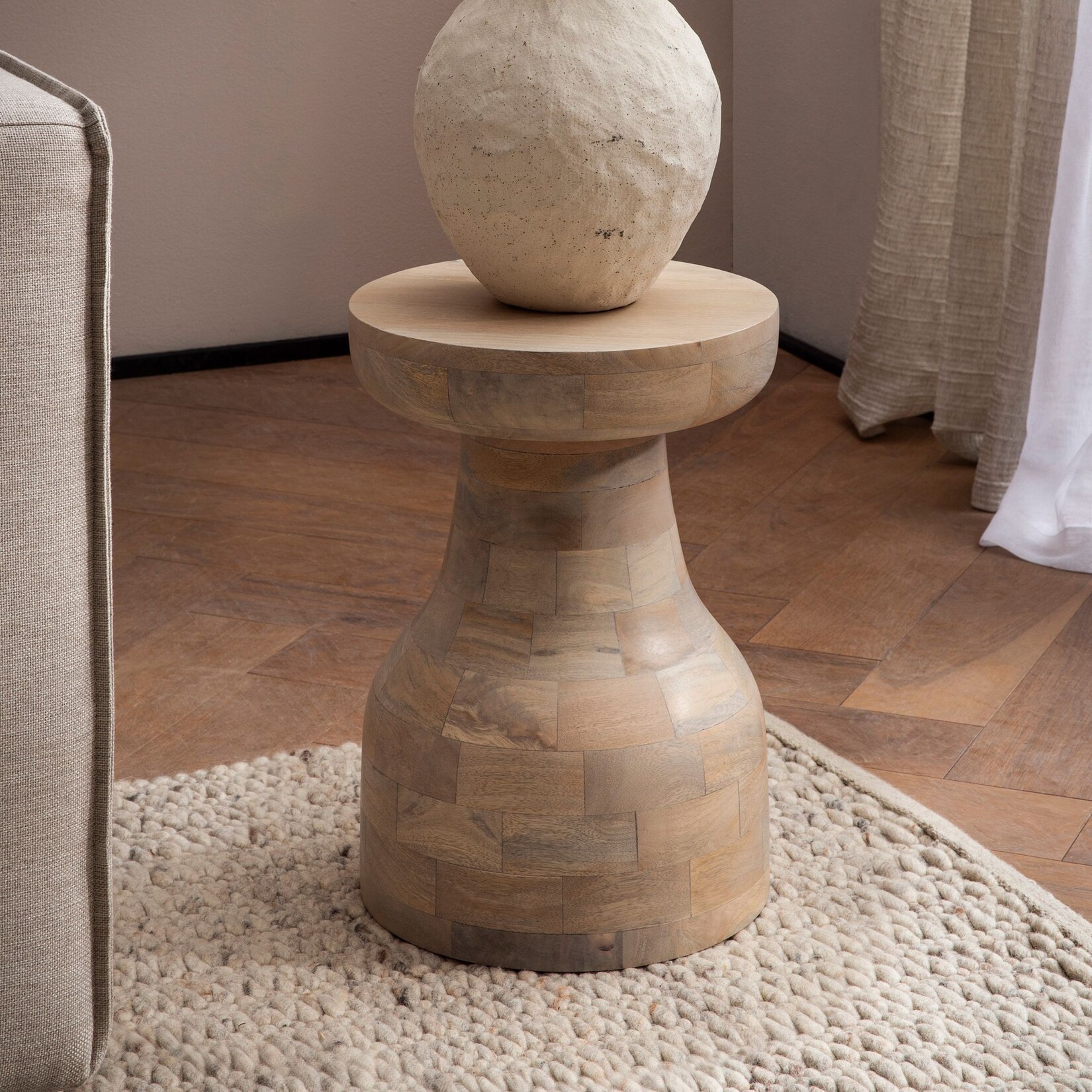 Beistelltisch FineBuy Anstelltisch Massivholz Ø 30 cm Wohnzimmertisch Rund Klein | 04251757726989
