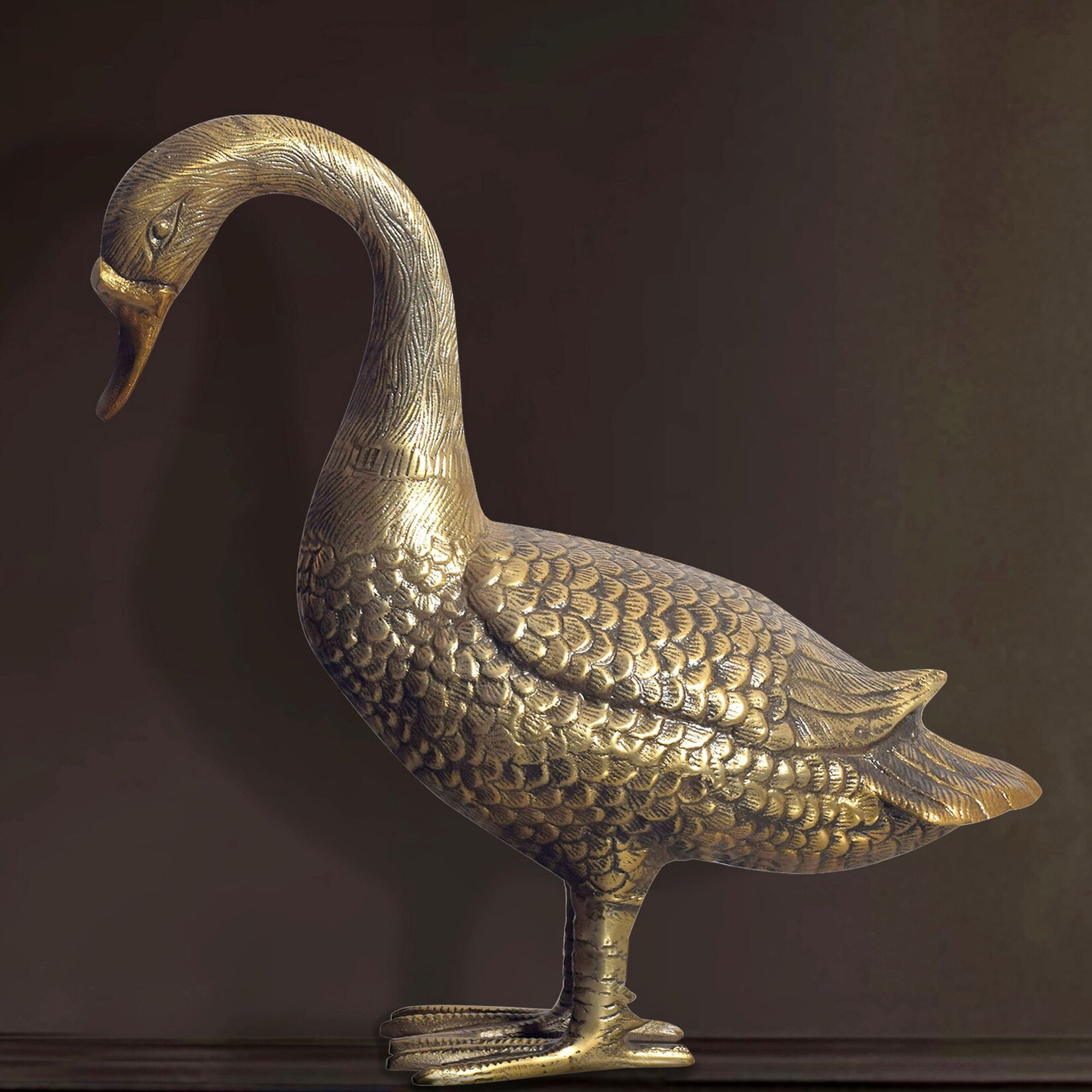 Dekofigur FineBuy Deko Gans Gold 46 cm Aluminium Statue Wohndeko Dekoration | 04251757727160