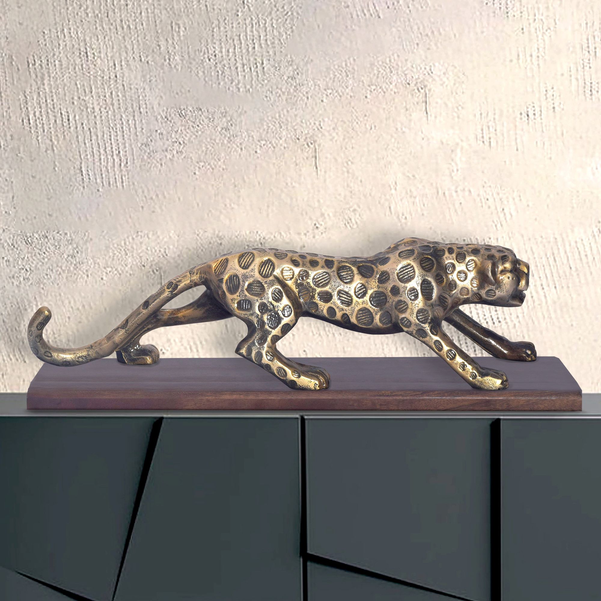 Deko Panther FineBuy Wohndeko 63 cm Aluminium Gold Dekoration Modern Tischdeko - Bild 1
