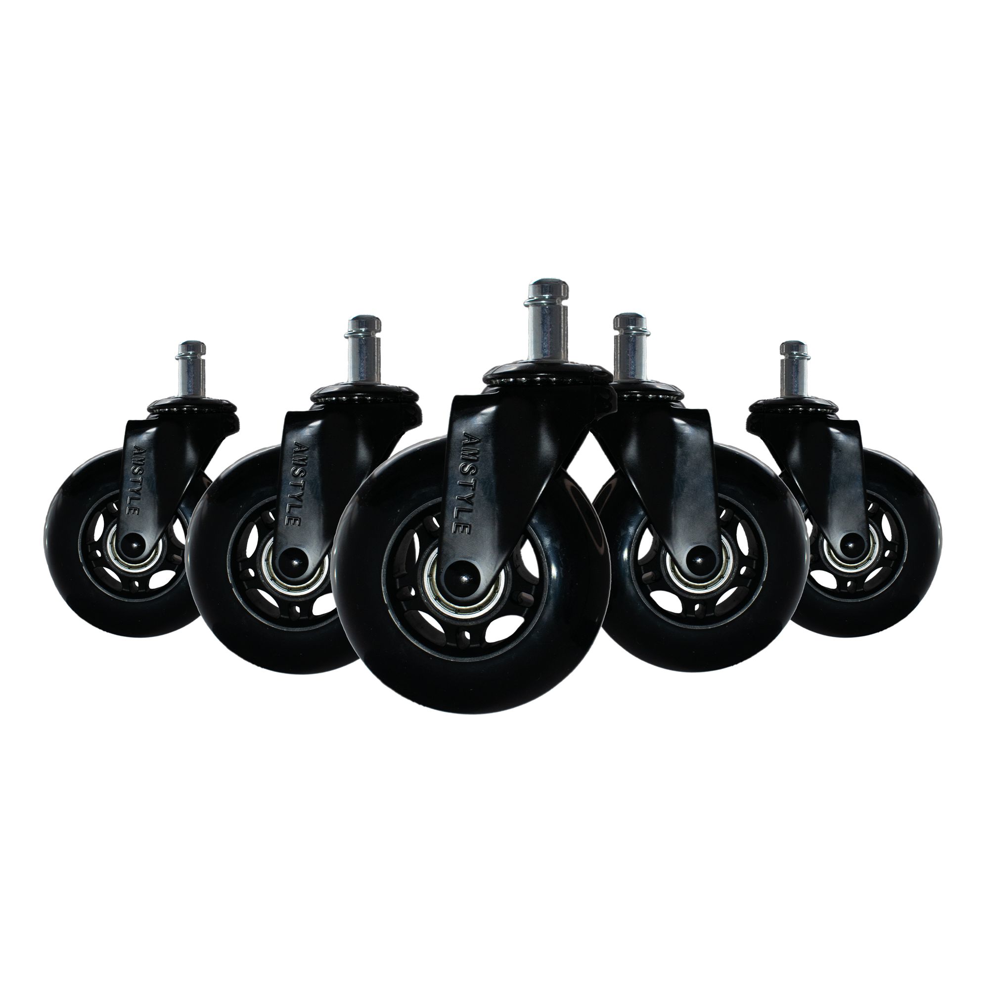 5er Set B&uuml;rostuhlrollen Schwerlastrollen Schwarz Hartbodenrollen Universalrollen - Bild 1