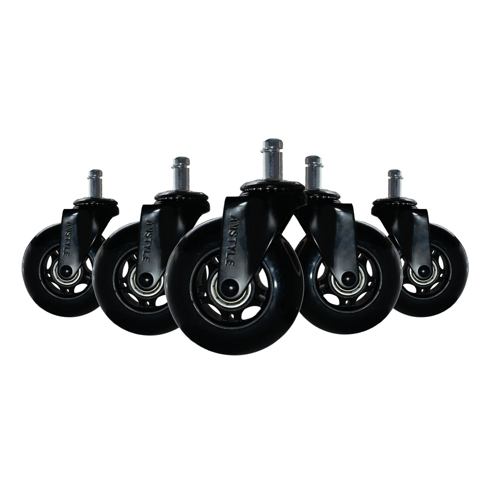 5er Set Bürostuhlrollen Schwerlastrollen Schwarz Hartbodenrollen Universalrollen | 04251757727979