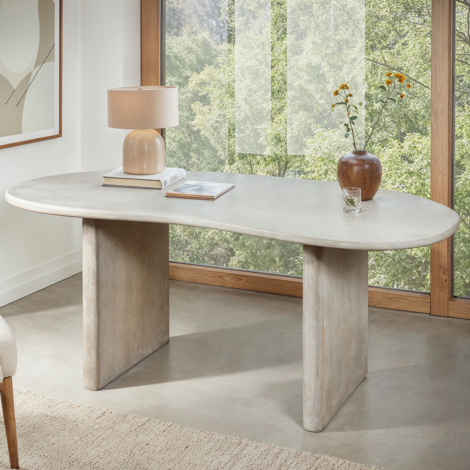 Schreibtisch FineBuy B&uuml;rotisch 180 cm Massivholz Computertisch Nierenform - Bild 1