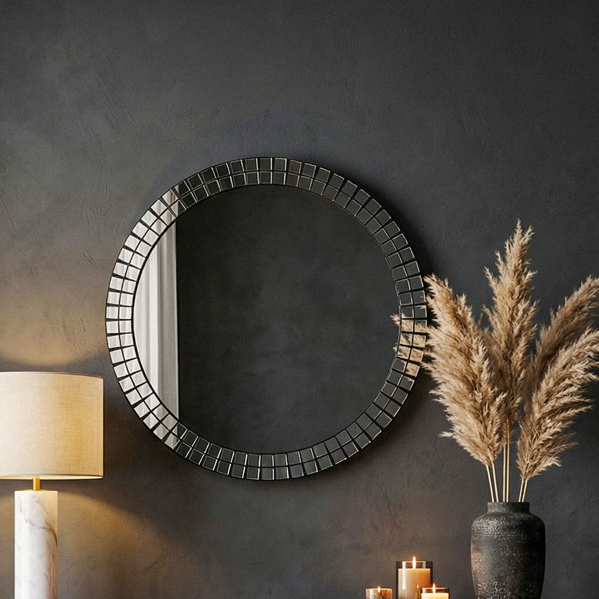 Wandspiegel rund 60cm Dekospiegel H&auml;ngespiegel Flurspiegel Wohnspiegel Spiegel - Bild 1