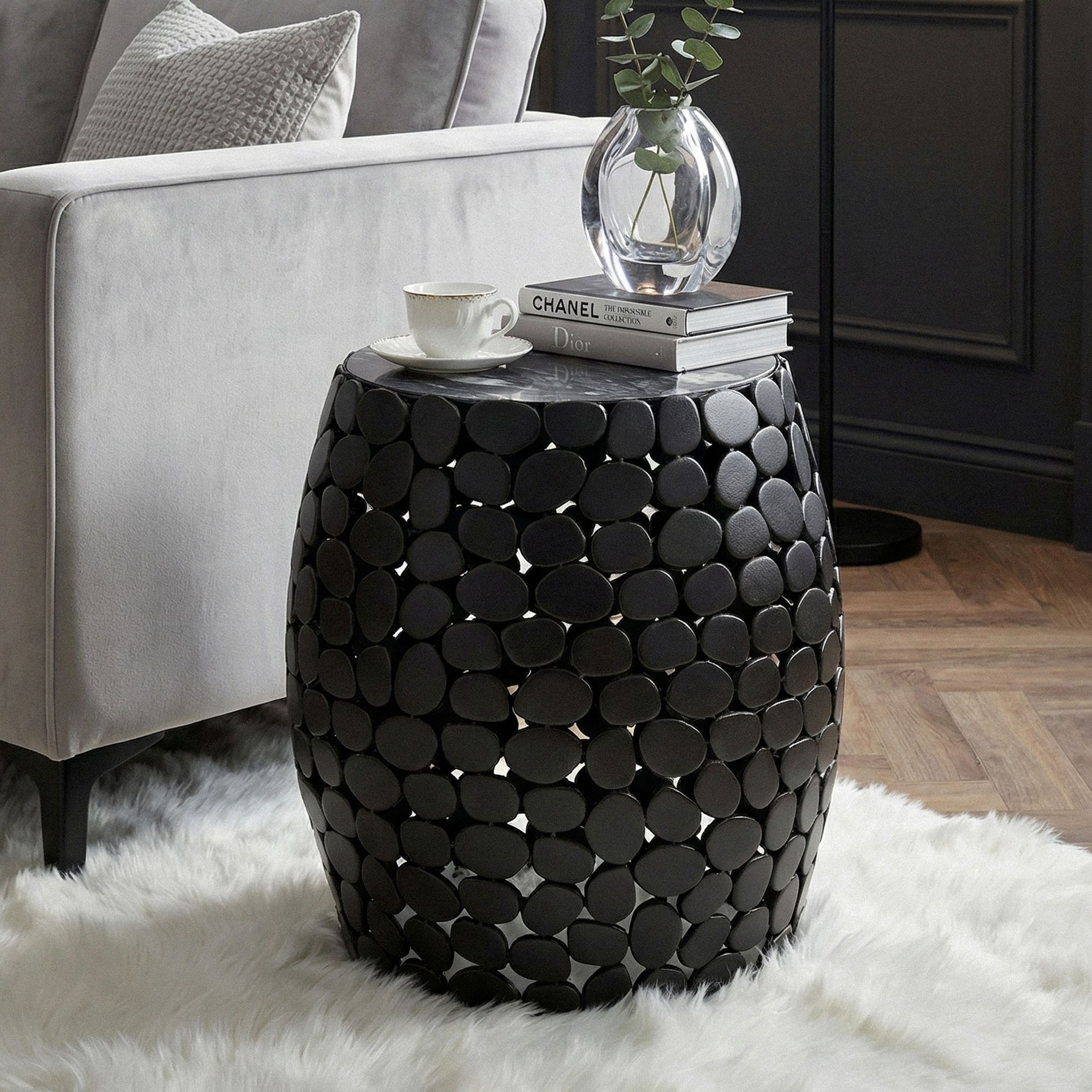 Beistelltisch rund 40cm Metall Couchtisch Marmor Alu Wohnzimmertisch Dekotisch - Bild 1