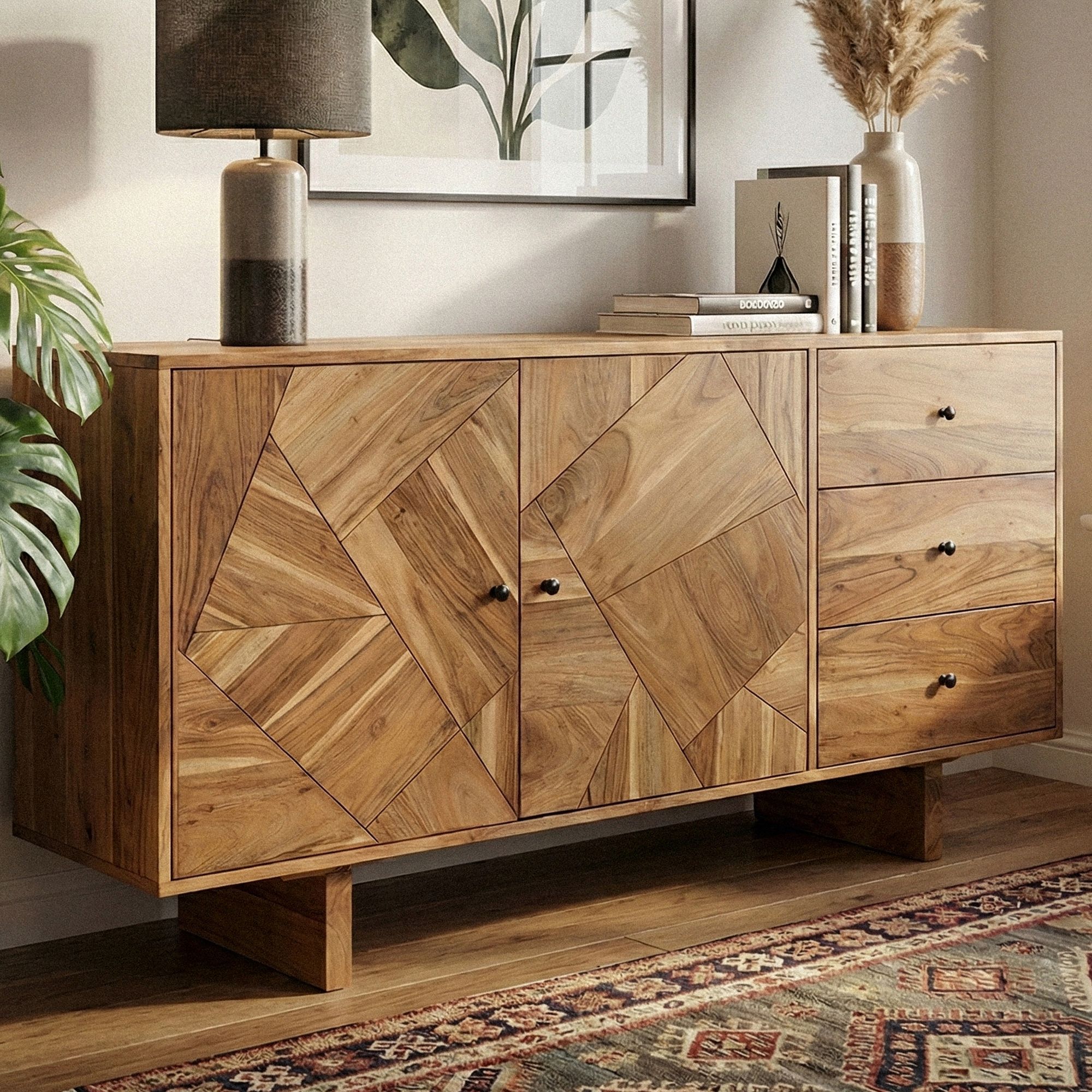 Sideboard Akazie Massivholz 150cm Massive Kommode Echtholz Anrichte Handmade - Bild 1