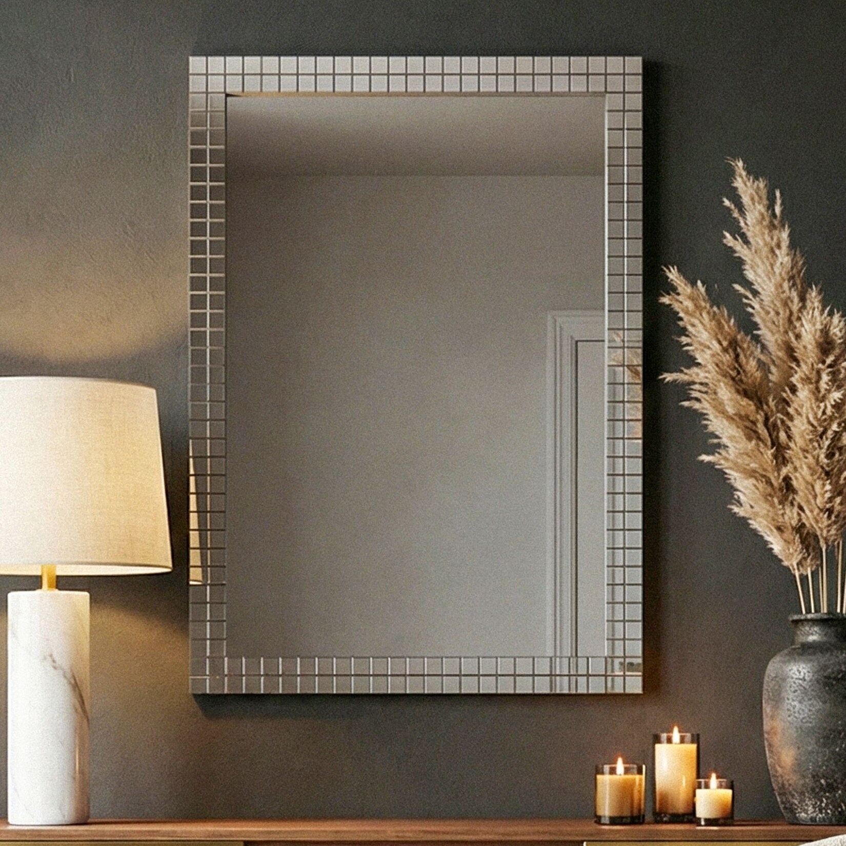 Wandspiegel eckig 90cm Dekospiegel Hängespiegel Flurspiegel Wohnspiegel Spiegel