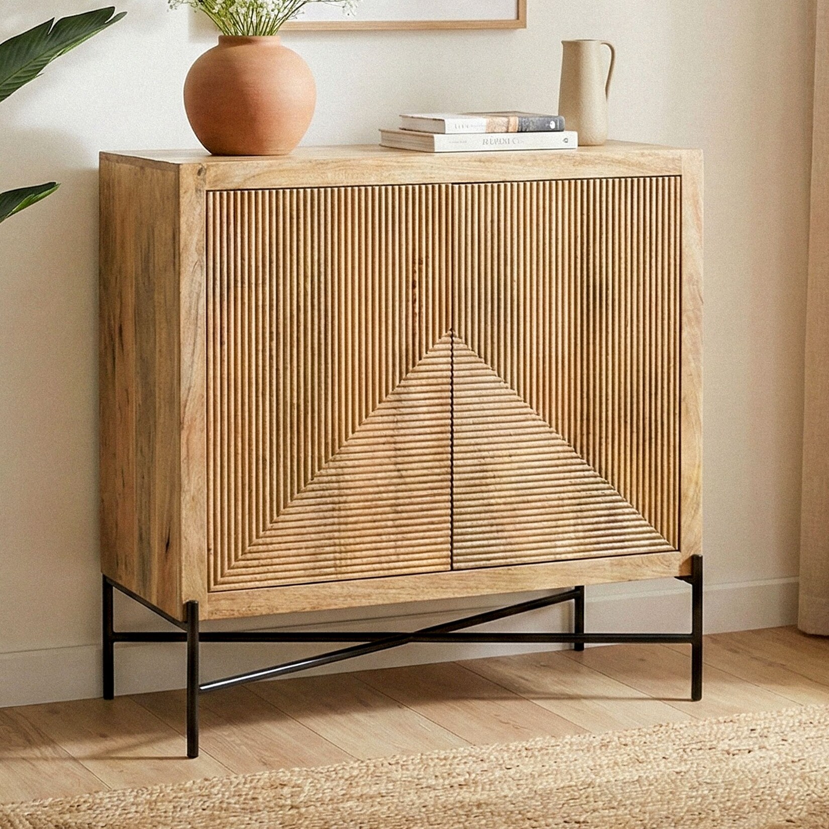 Sideboard Massivholz 91x96cm Kommode Anrichte Standschrank Flurschrank mit Türen