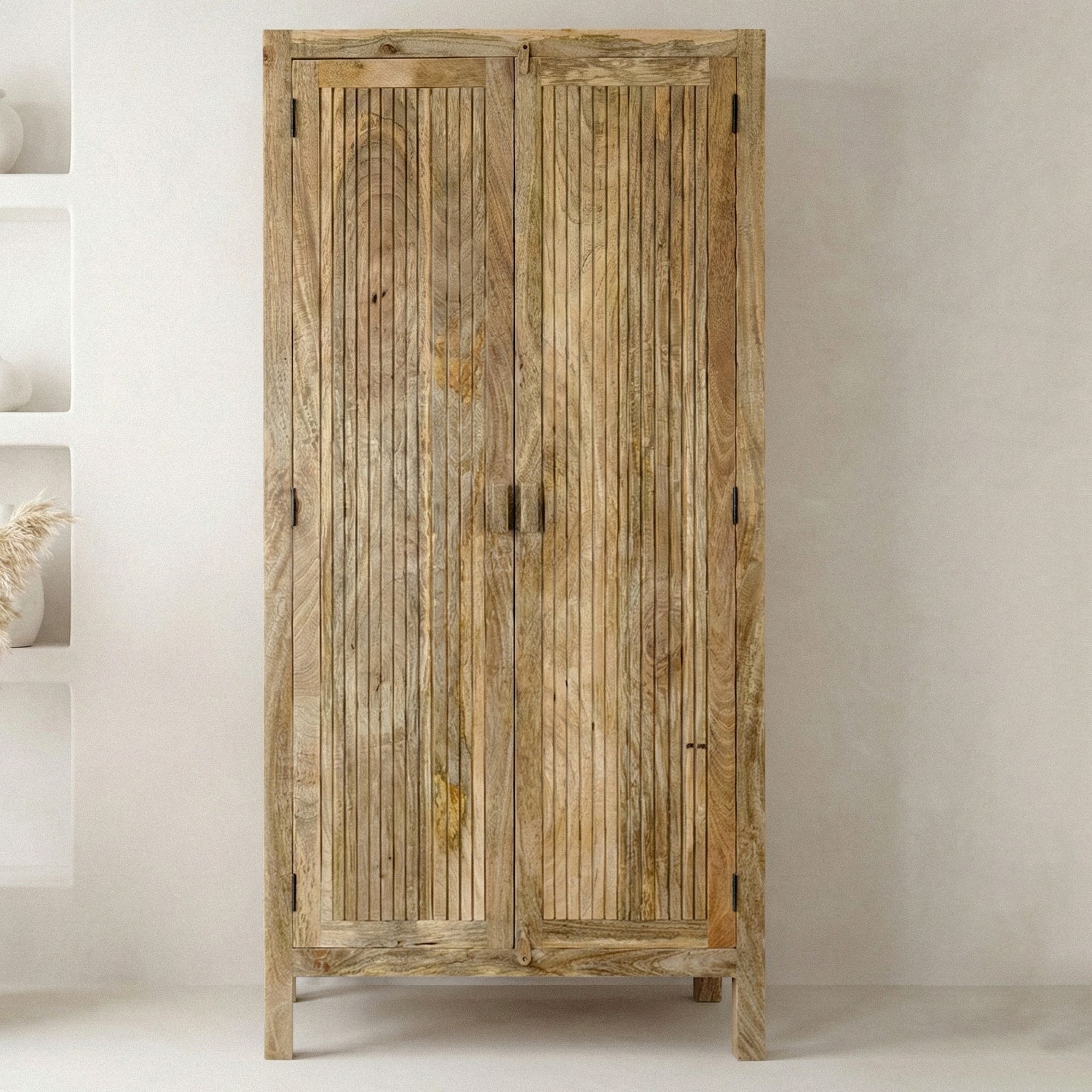 Schrank Mango Massivholz 187cm Massivholzschrank Kleiderschrank Mehrzweckschrank - Bild 1