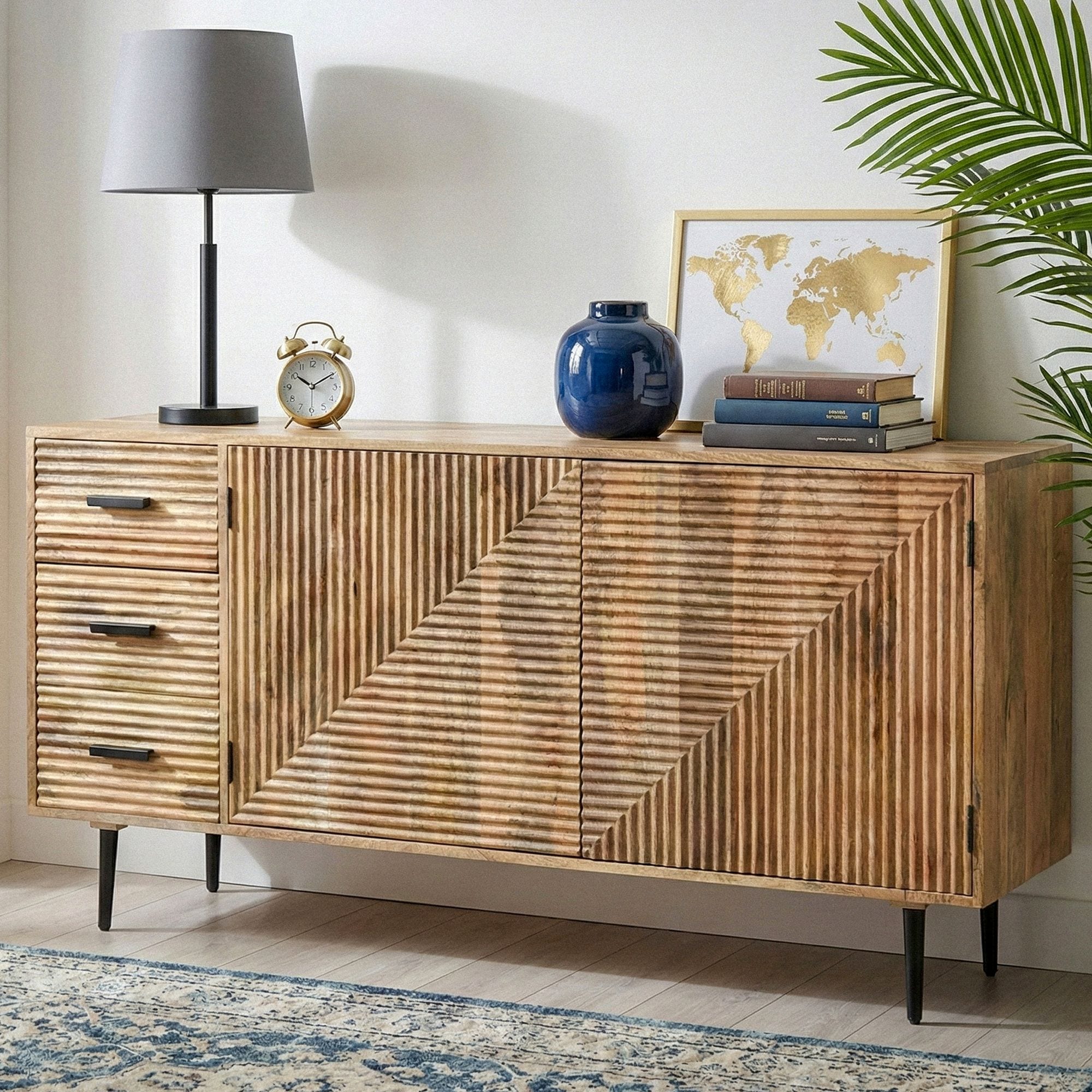 Sideboard Massivholz 160cm Kommode Anrichte Standschrank mit T&uuml;ren Schubladen - Bild 1