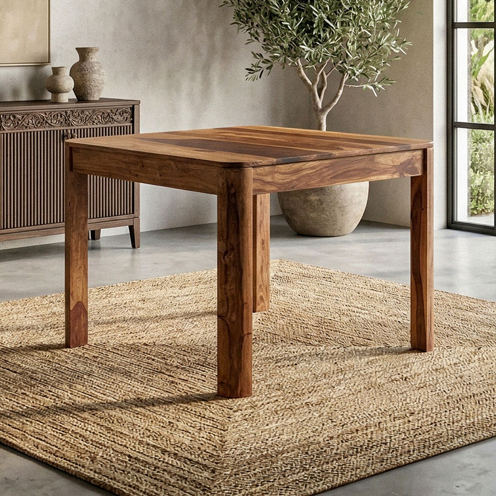Esstisch Massivholz 80cm Esszimmertisch Sheesham Küchentisch 4 Personen Modern