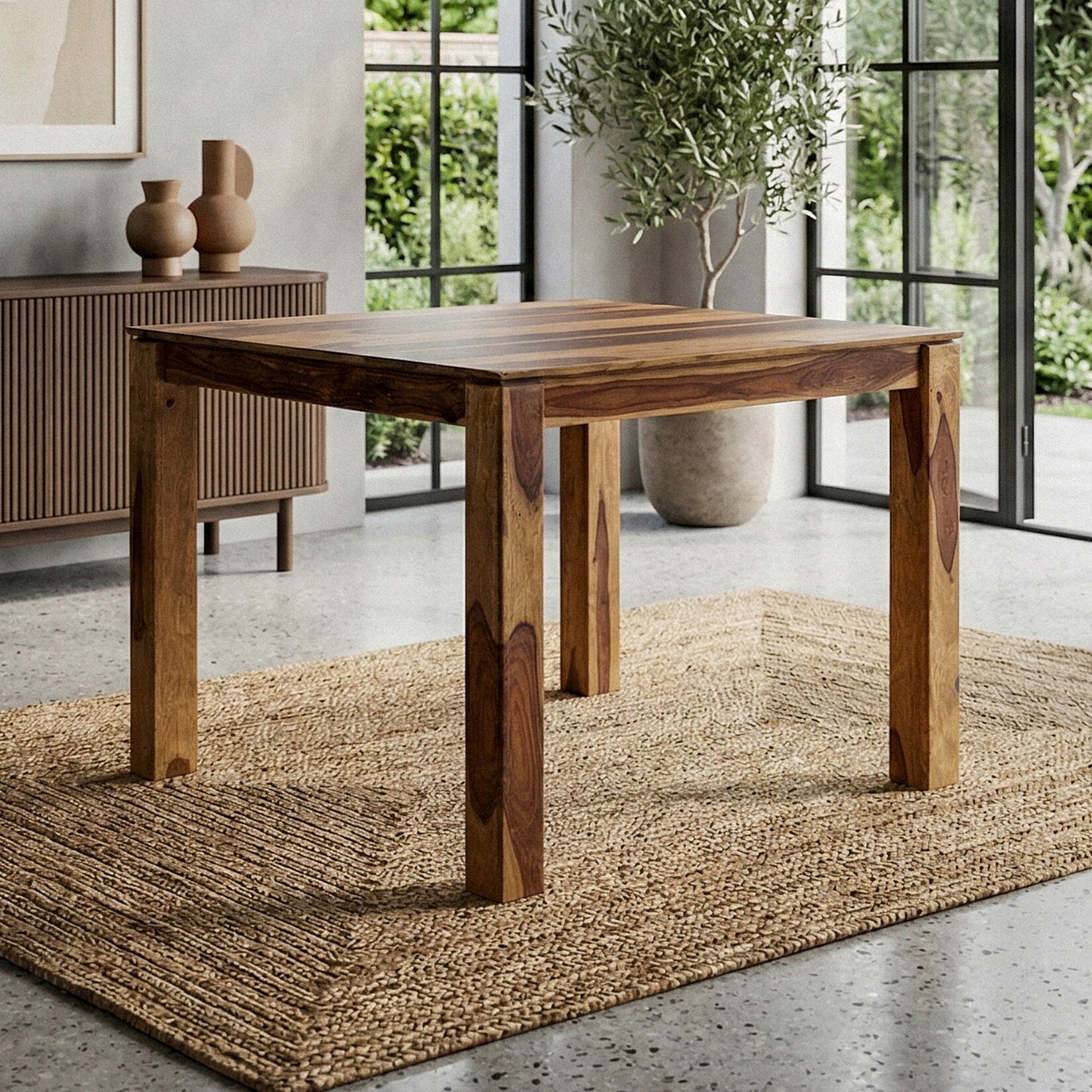 Esstisch Massivholz 80cm Esszimmertisch Sheesham Küchentisch 4 Personen Tisch