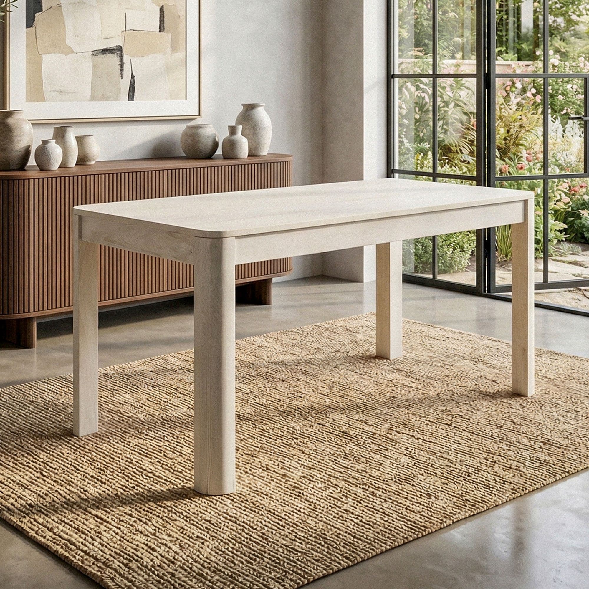 Esstisch Massivholz 120cm Esszimmertisch White Wash K&uuml;chentisch 6 Personen Tisch - Bild 1