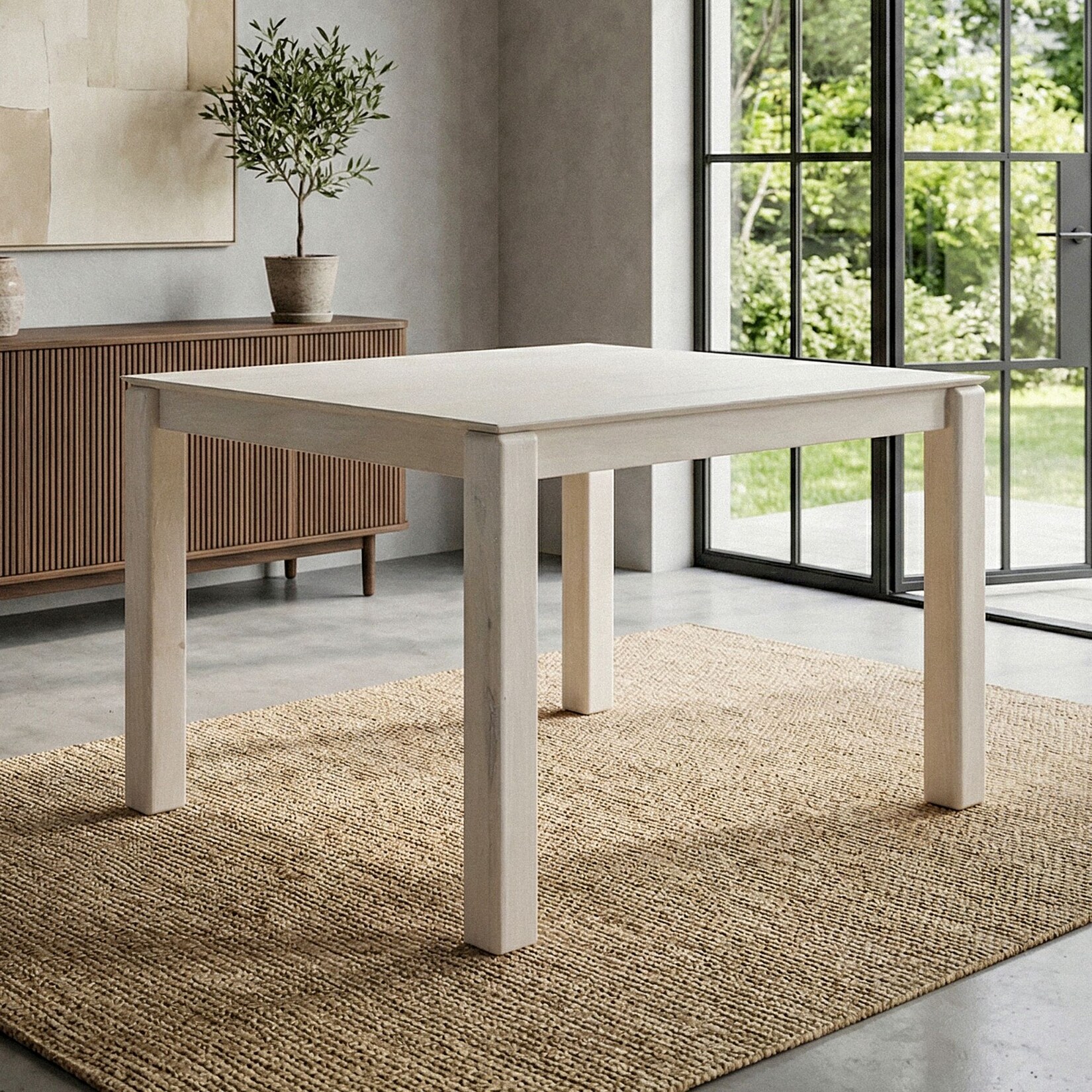 Esstisch Massivholz 80cm Esszimmertisch White Wash Küchentisch 4 Personen Tisch