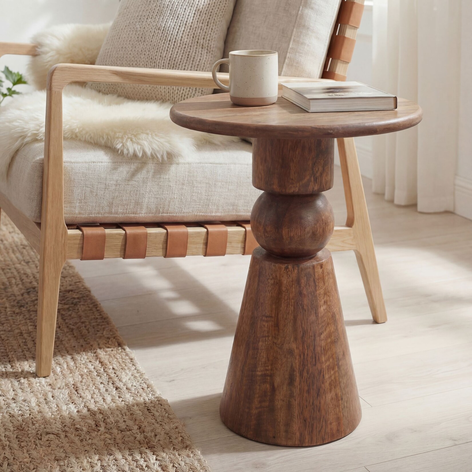Beistelltisch Massivholz 35cm Couchtisch Wohnzimmertisch Dekotisch Rund Tisch
