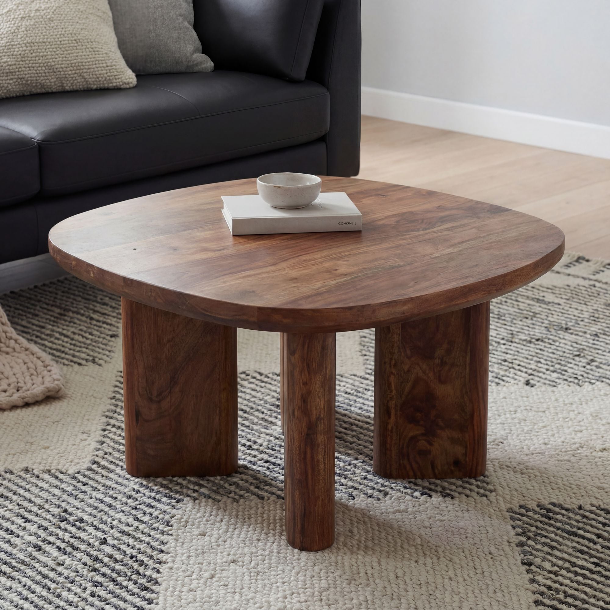 Couchtisch Mango Massivholz 60cm quadratisch Handgefertigter Wohnzimmertisch 