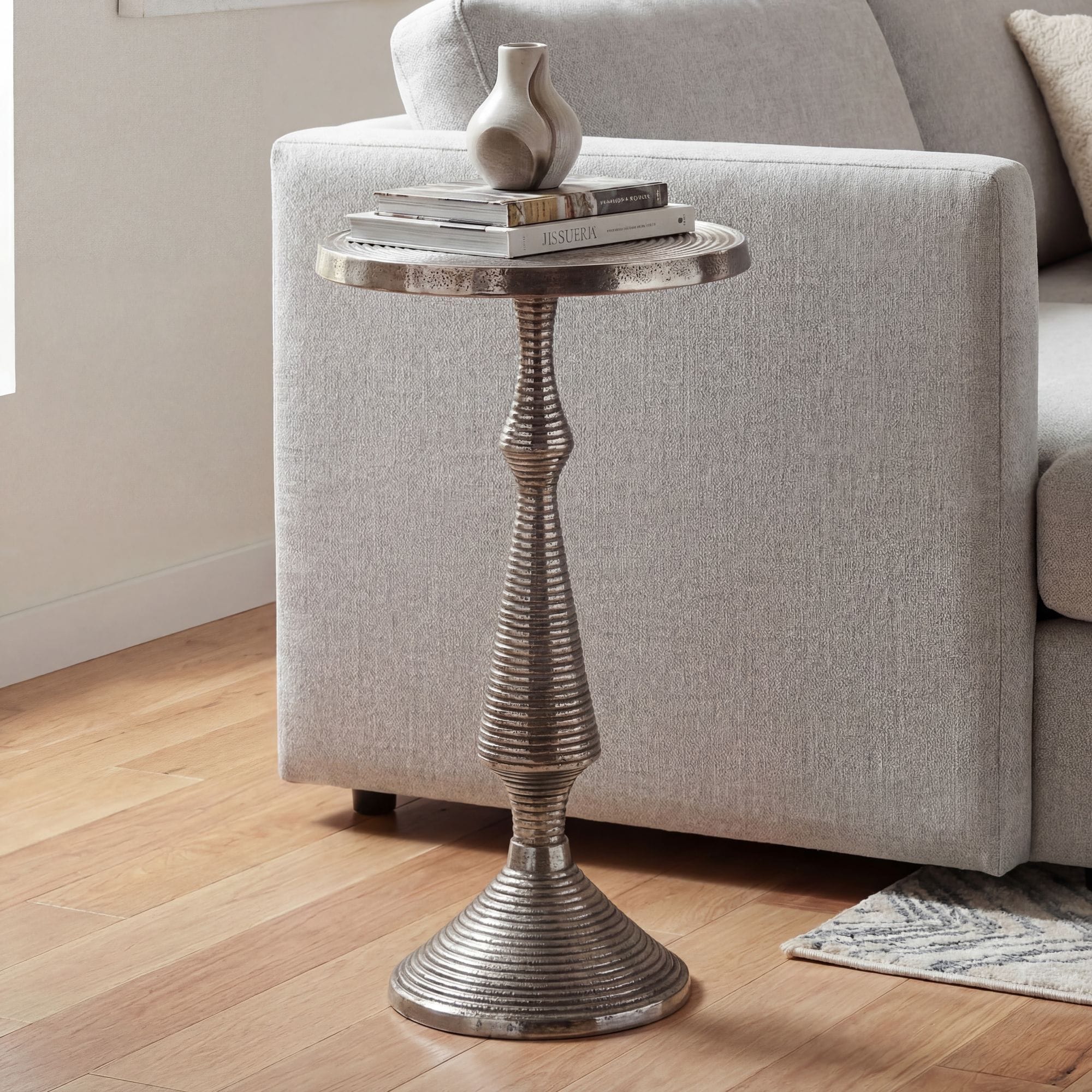 Beistelltisch Alu Silber 30cm Metall Couchtisch Wohnzimmertisch Dekotisch Tisch - Bild 1
