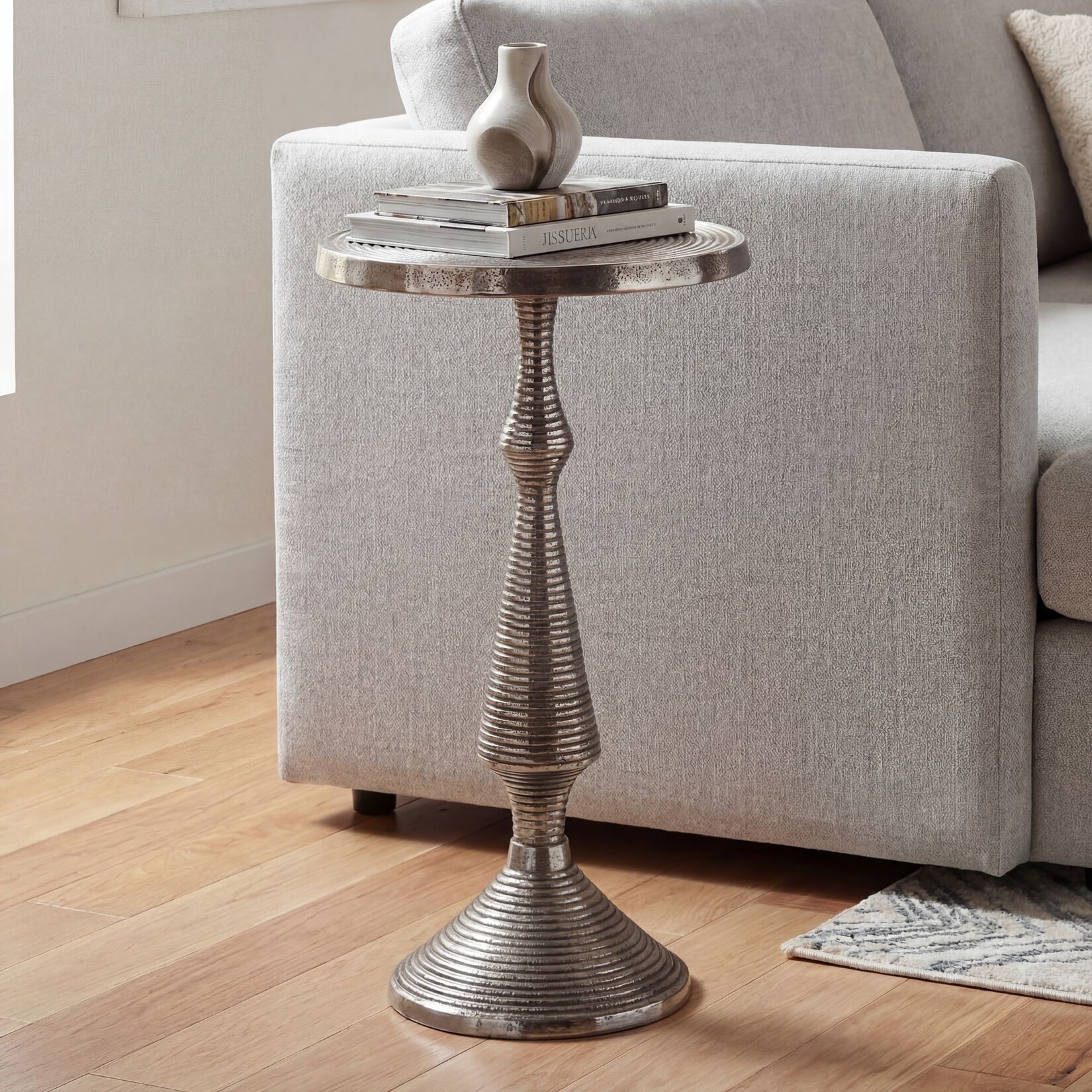 Beistelltisch Alu Silber 30cm Metall Couchtisch Wohnzimmertisch Dekotisch Tisch