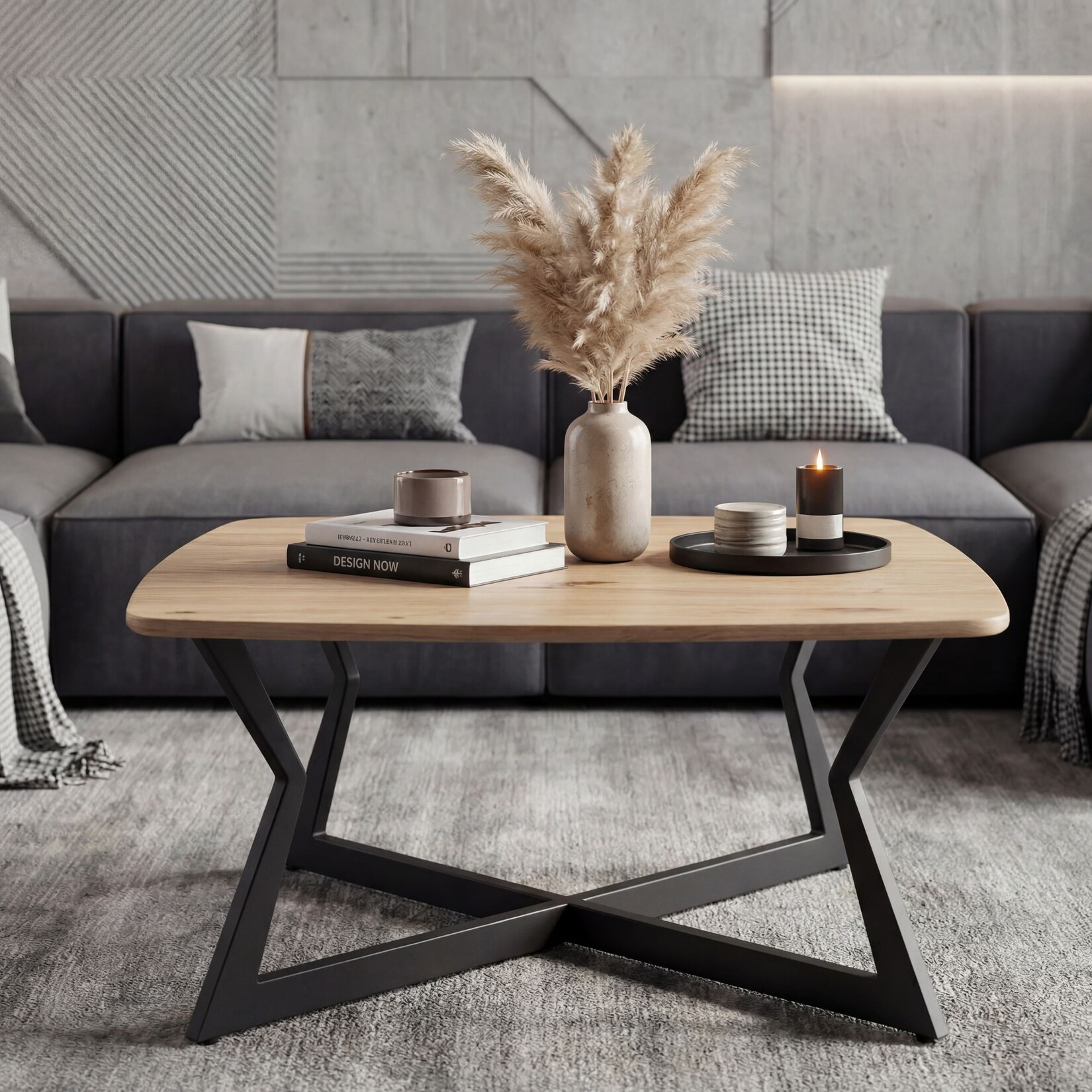 Couchtisch 75cm Eiche Optik Quadratisch Sofatisch Wohnzimmertisch Beistelltisch