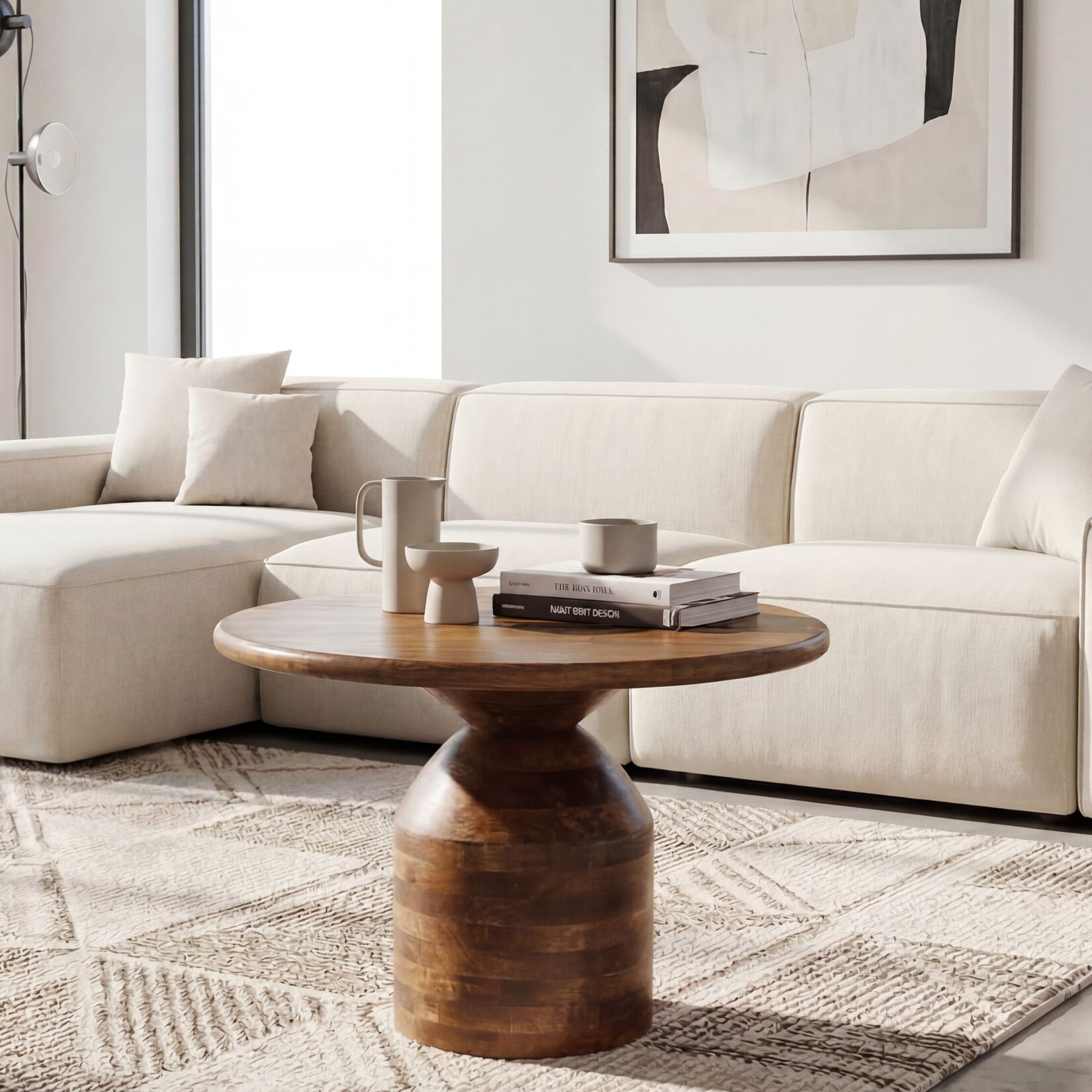 Couchtisch Massivholz Sofatisch 60cm rund Beistelltisch Design Wohnzimmertisch