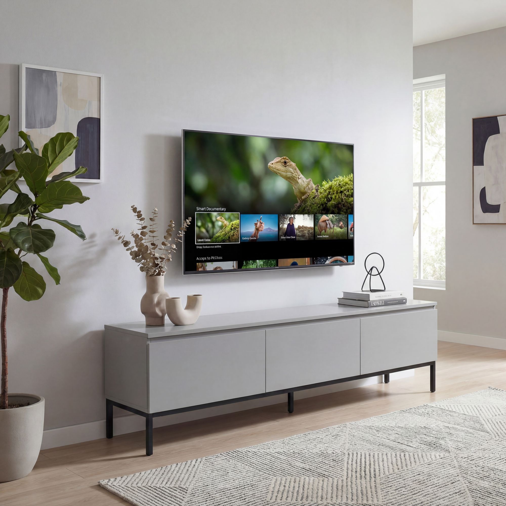 Lowboard 150 cm Grau TV Schrank Schublade Fernsehkommode Stauraum Fernsehschrank - Bild 1