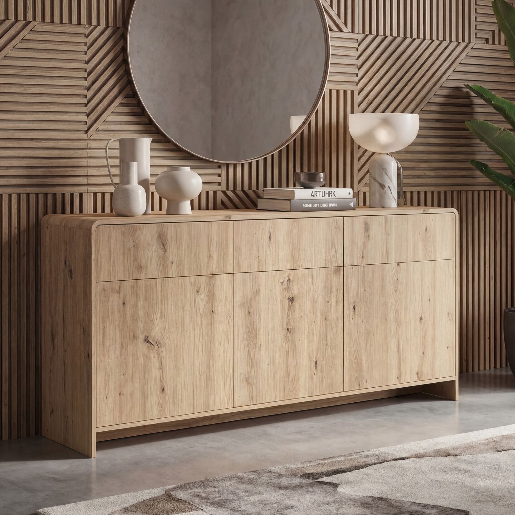 Sideboard Eiche Dekor 155cm Kommode Anrichte Standschrank mit Türen Schubladen
