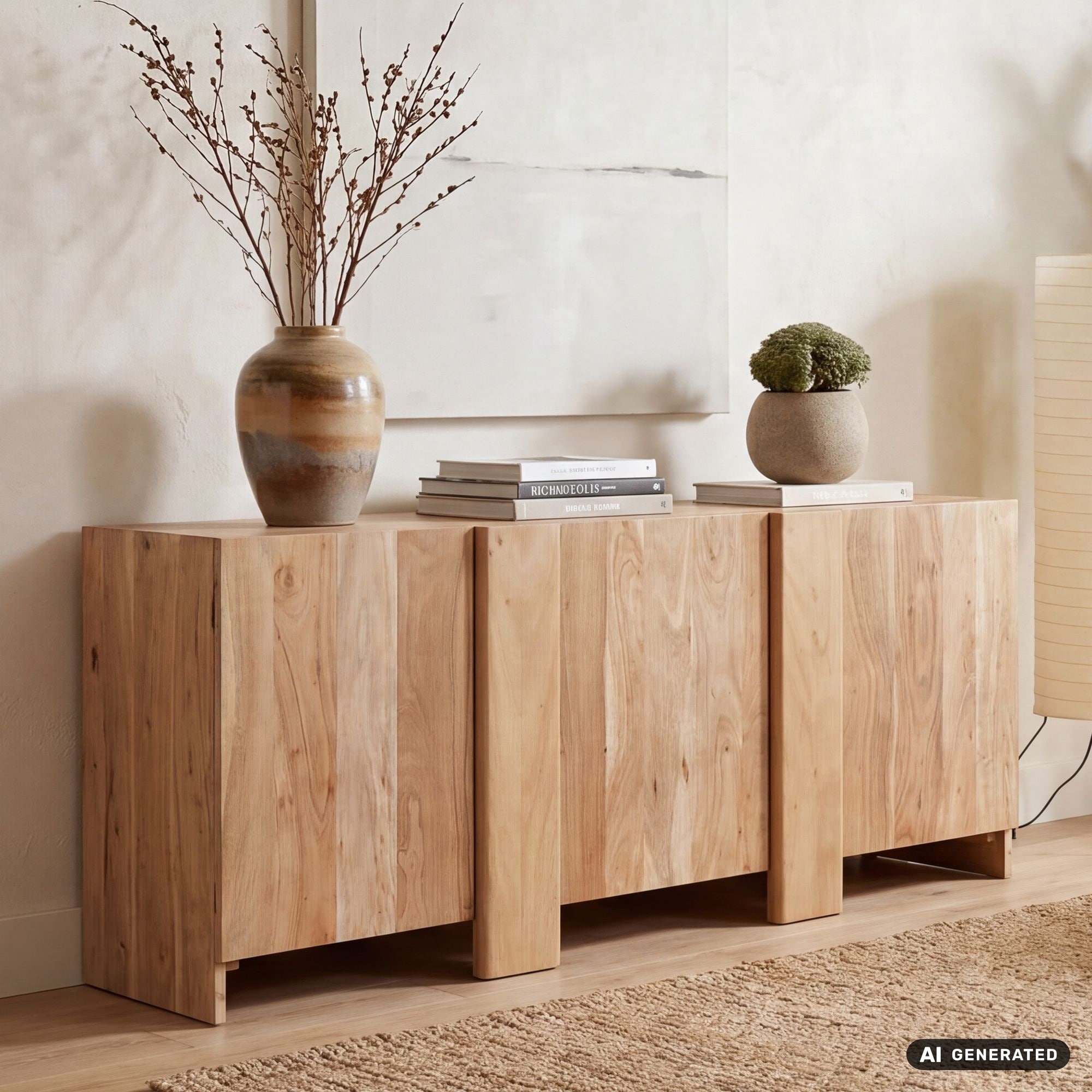 Sideboard Akazie Massivholz 165cm Anrichte Kommode 3 T&uuml;ren Wohnzimmer Handmade - Bild 1