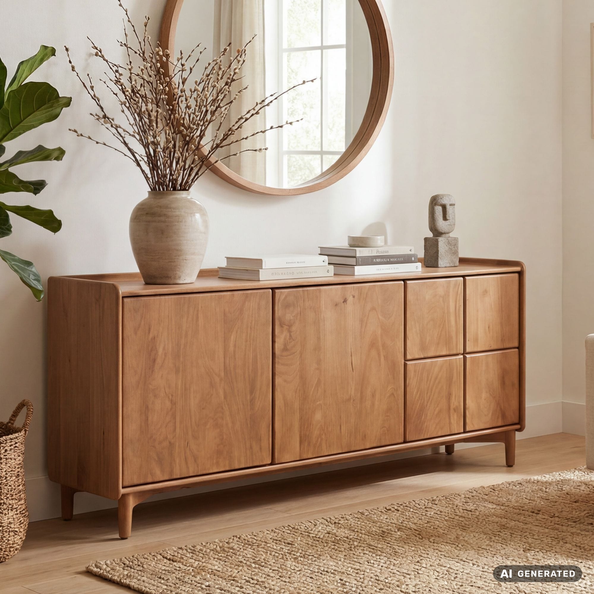 Sideboard Mango Massivholz 160cm Anrichte Kommode 3 T&uuml;ren Holzkommode Handmade - Bild 1