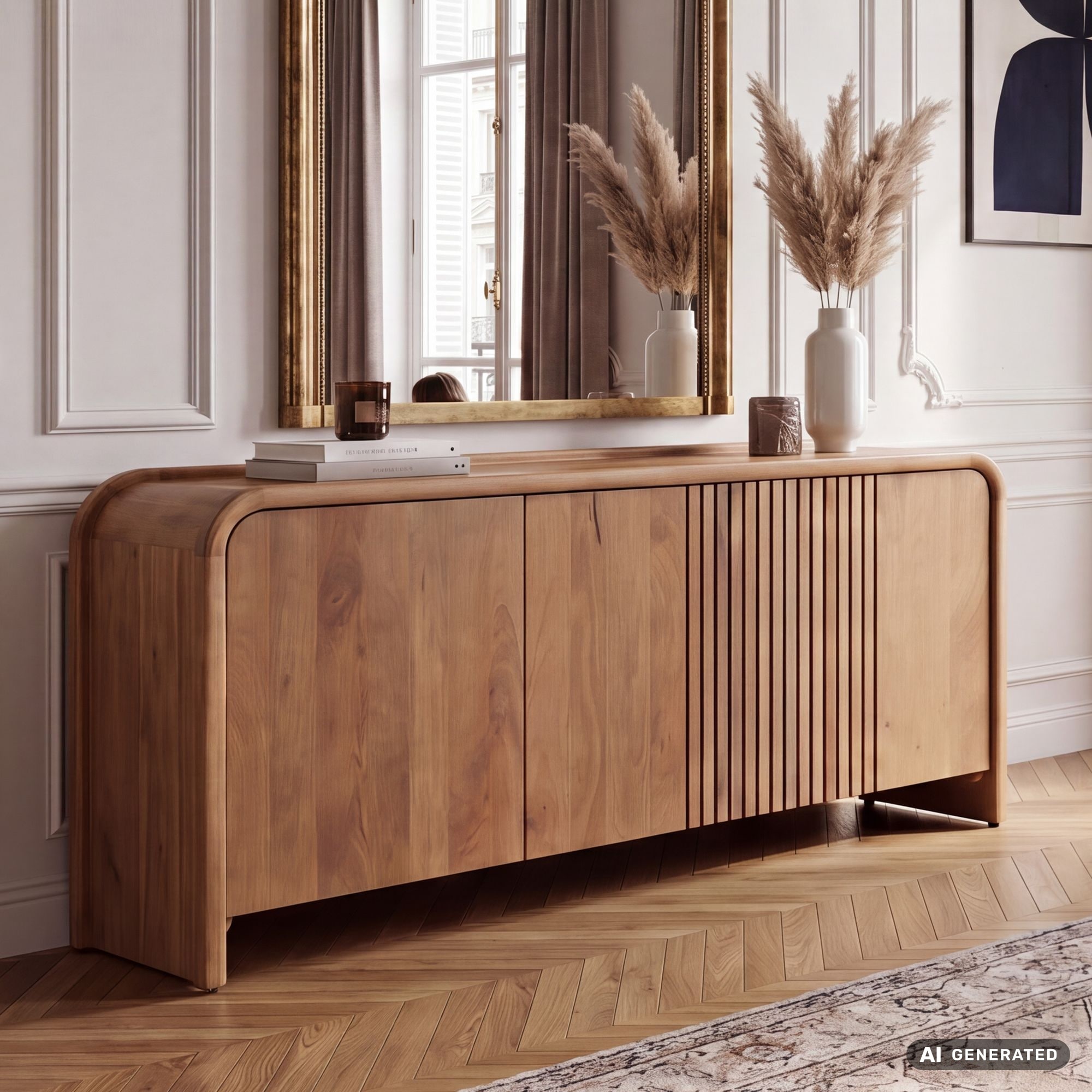 Sideboard Mango Massivholz 160cm Anrichte Kommode 3 T&uuml;ren Holzkommode Handmade - Bild 1