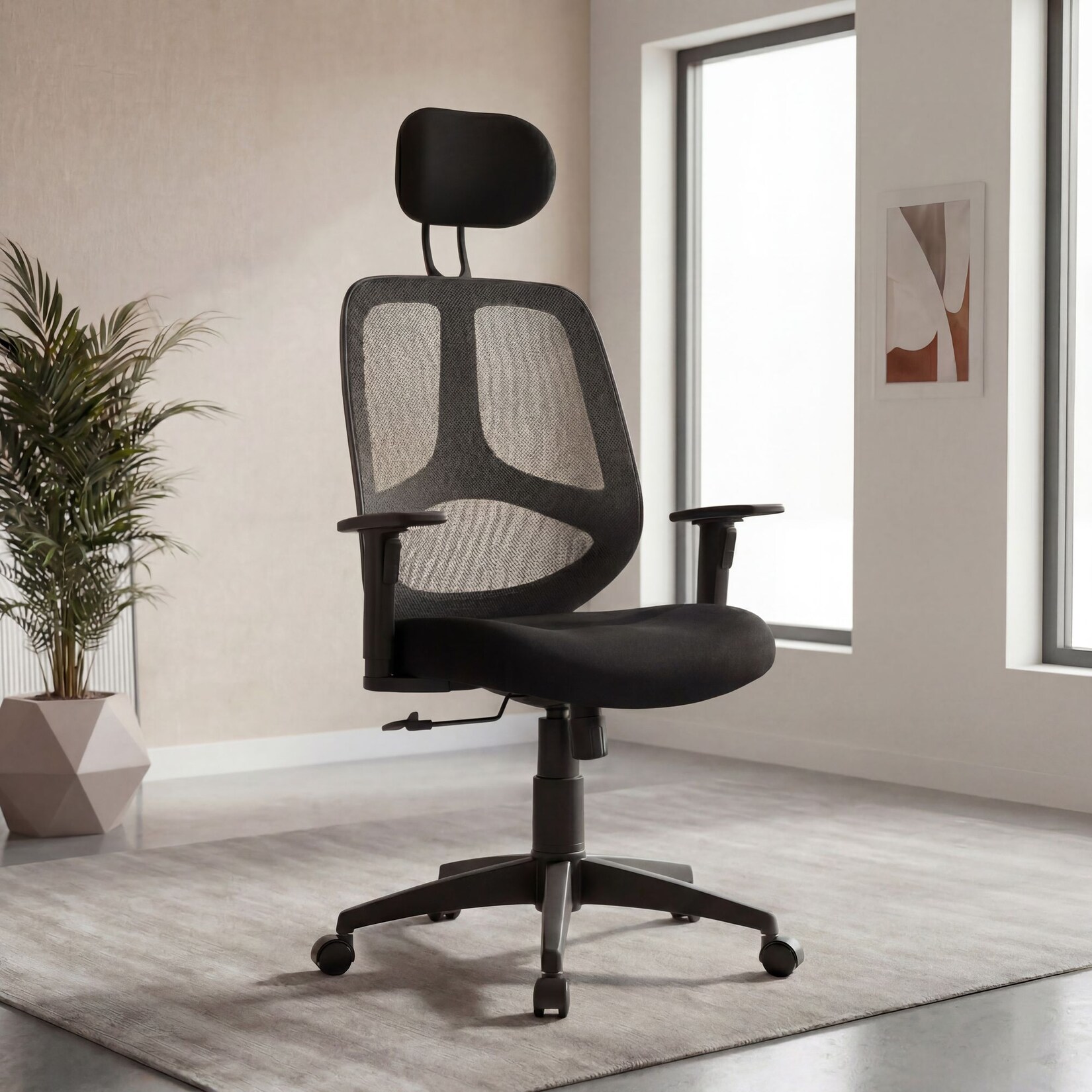 FineBuy Bürostuhl Stoff Chefsessel Schreibtischstuhl Drehstuhl Bürosessel