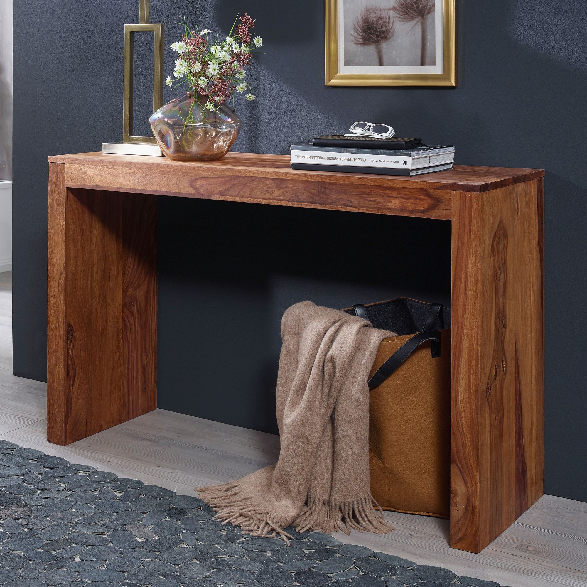 FineBuy Konsolentisch Massivholz Konsole Schreibtisch 115x40x75 cm Flurtisch - Bild 1