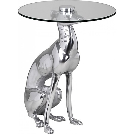 Wohnling Deko Beistelltisch Figur DOG aus Aluminium Farbe Silber - Bild 1