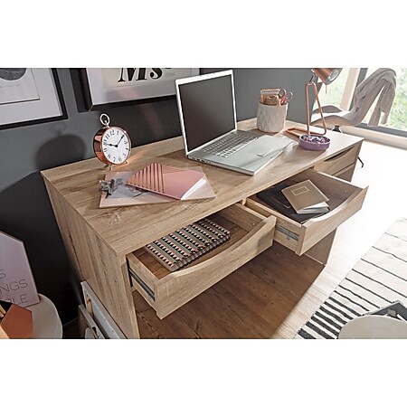 Schreibtisch MASSA Sonoma mit Ablage 120cm Bürotisch Computertisch mit 2 Ablagen